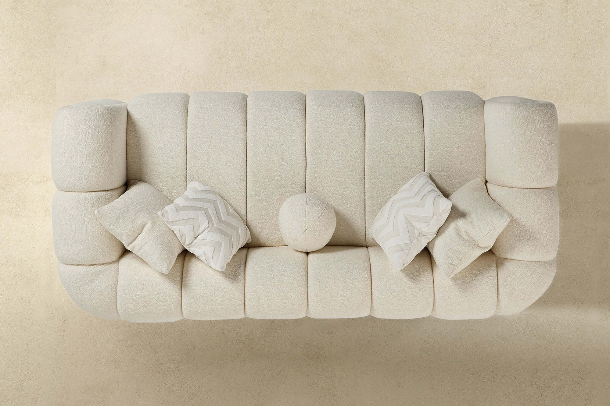 Ashcroft Beatrice Modern Tufted Boucle Sofa - Ivory