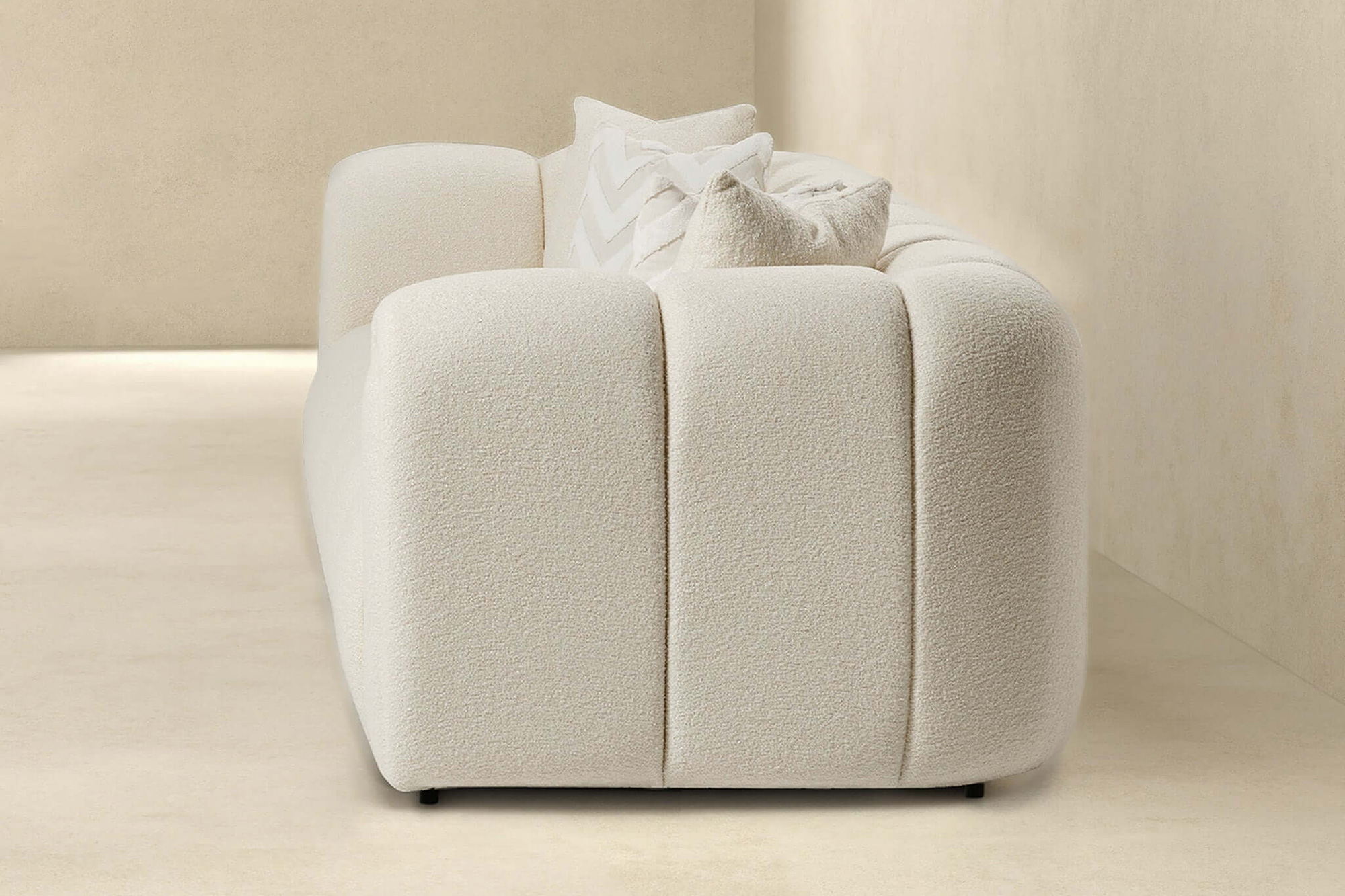 Ashcroft Beatrice Modern Tufted Boucle Sofa - Ivory