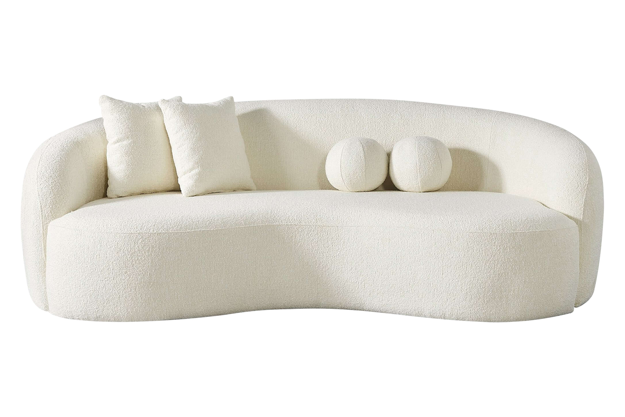 Ashcroft™ Drake Japandi Style Curvy Boucle Sofa - Ivory