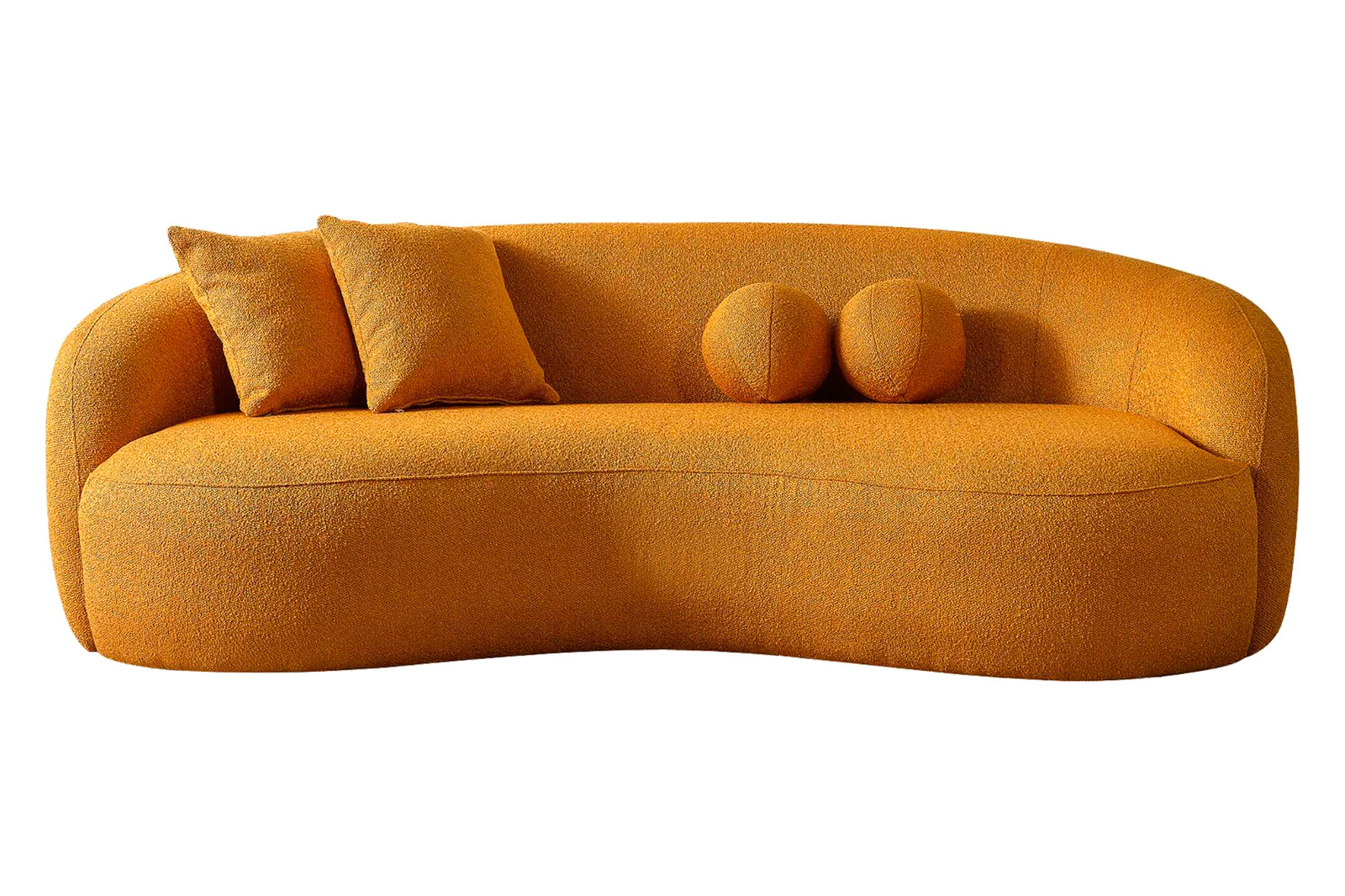 Ashcroft Drake Japandi Style Curvy Boucle Sofa - Yellow