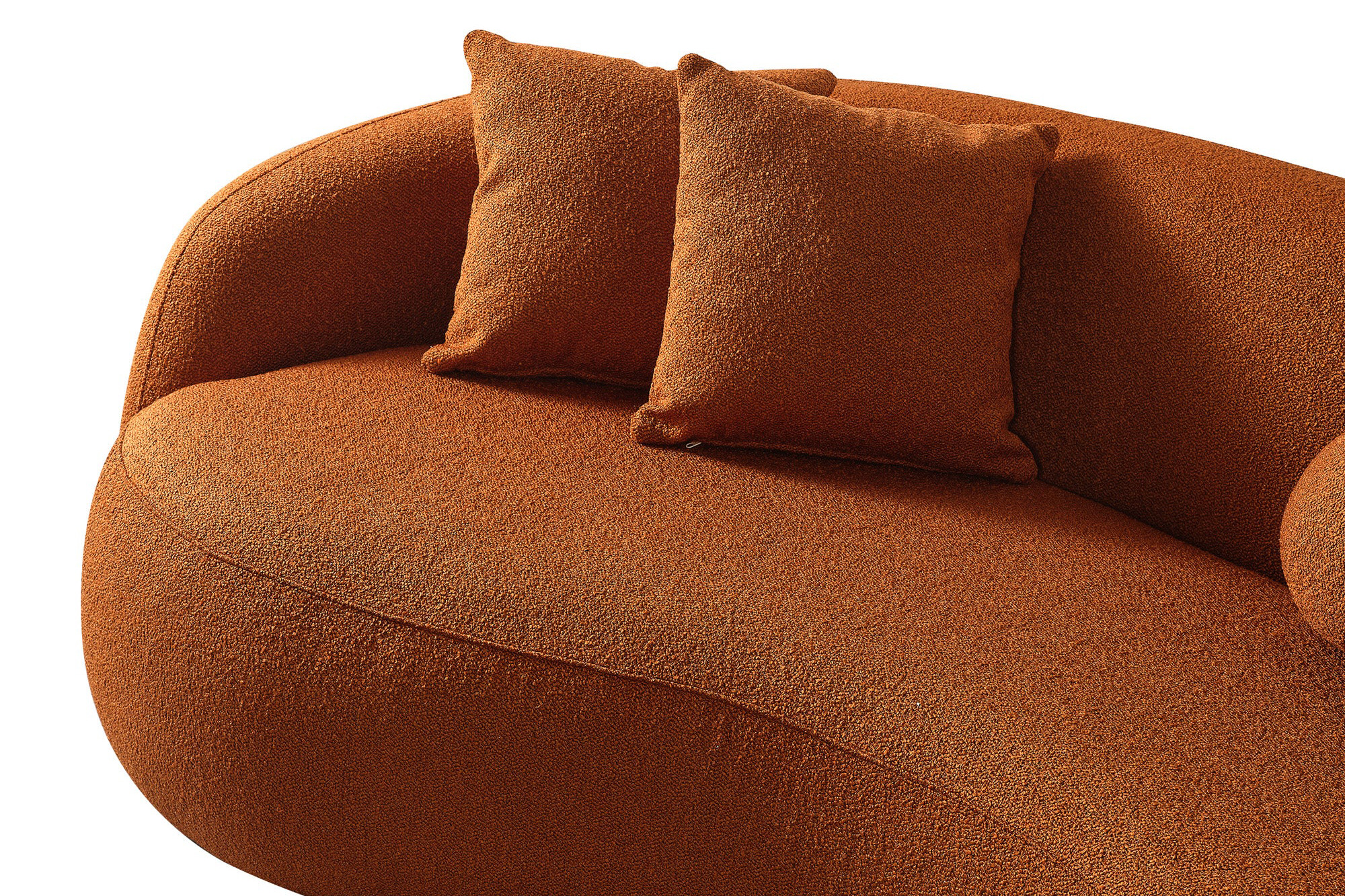 Ashcroft™ Drake Japandi Style Curvy Boucle Sofa - Orange