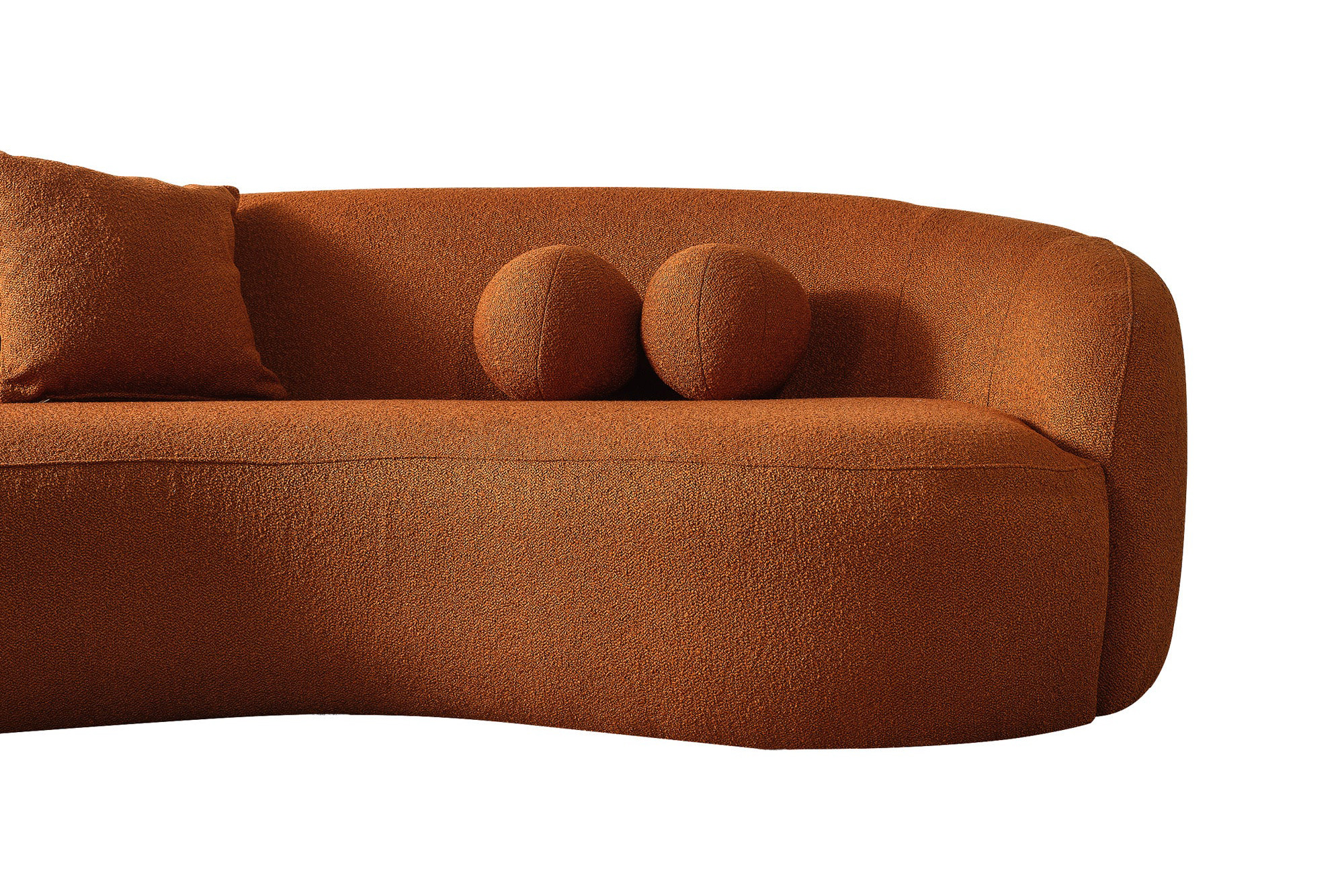 Ashcroft™ Drake Japandi Style Curvy Boucle Sofa - Orange