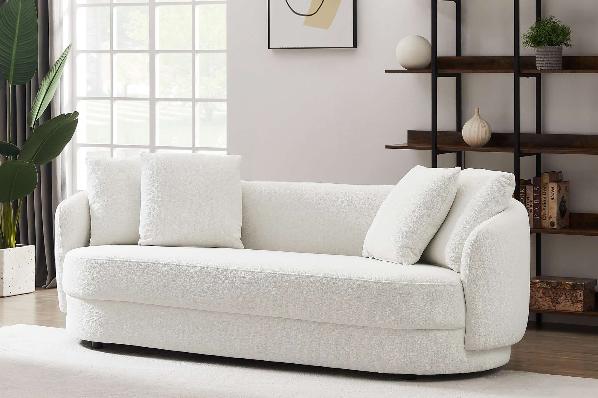 Ashcroft Dylan Modern French Boucle Sofa - Cream