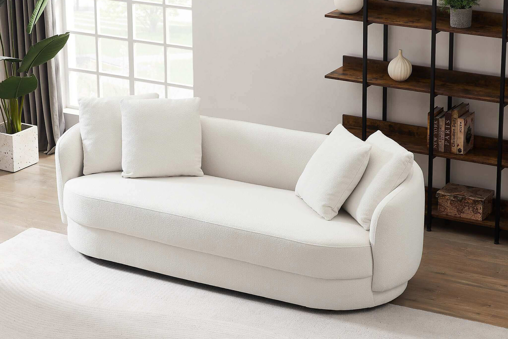 Ashcroft Dylan Modern French Boucle Sofa - Cream