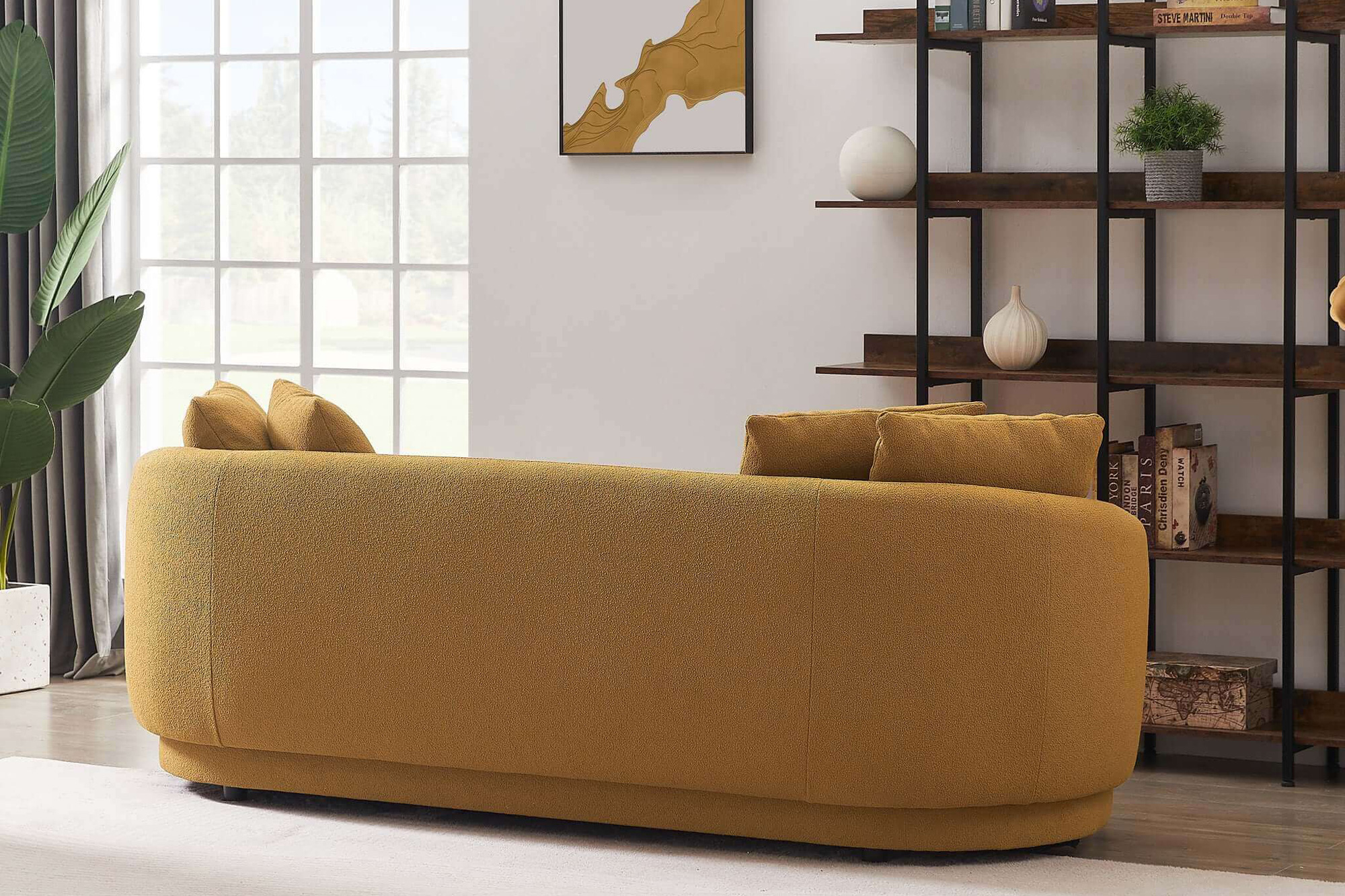 Ashcroft Dylan Modern French Boucle Sofa - Yellow