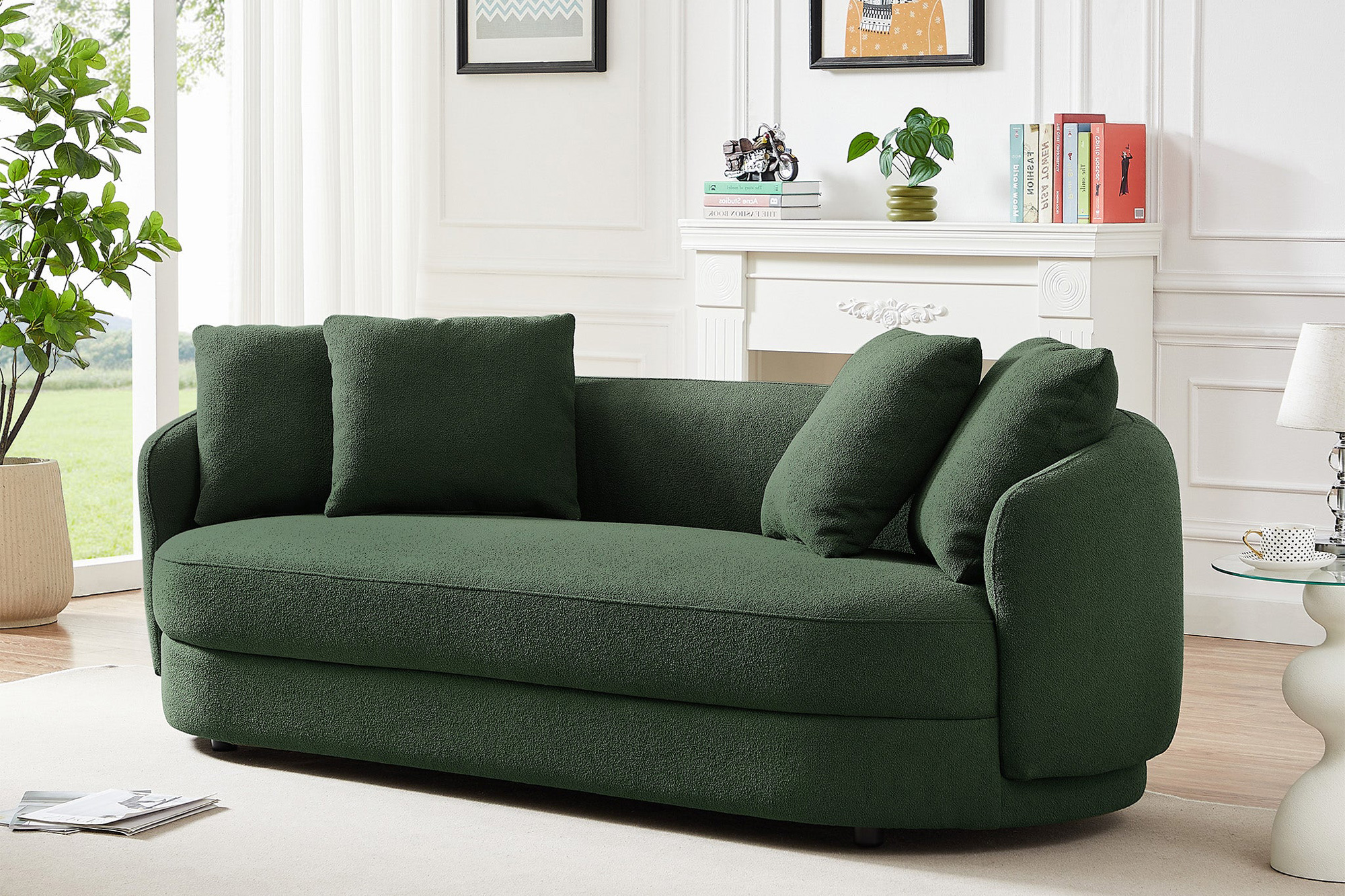 Ashcroft Dylan Modern French Boucle Sofa - Green