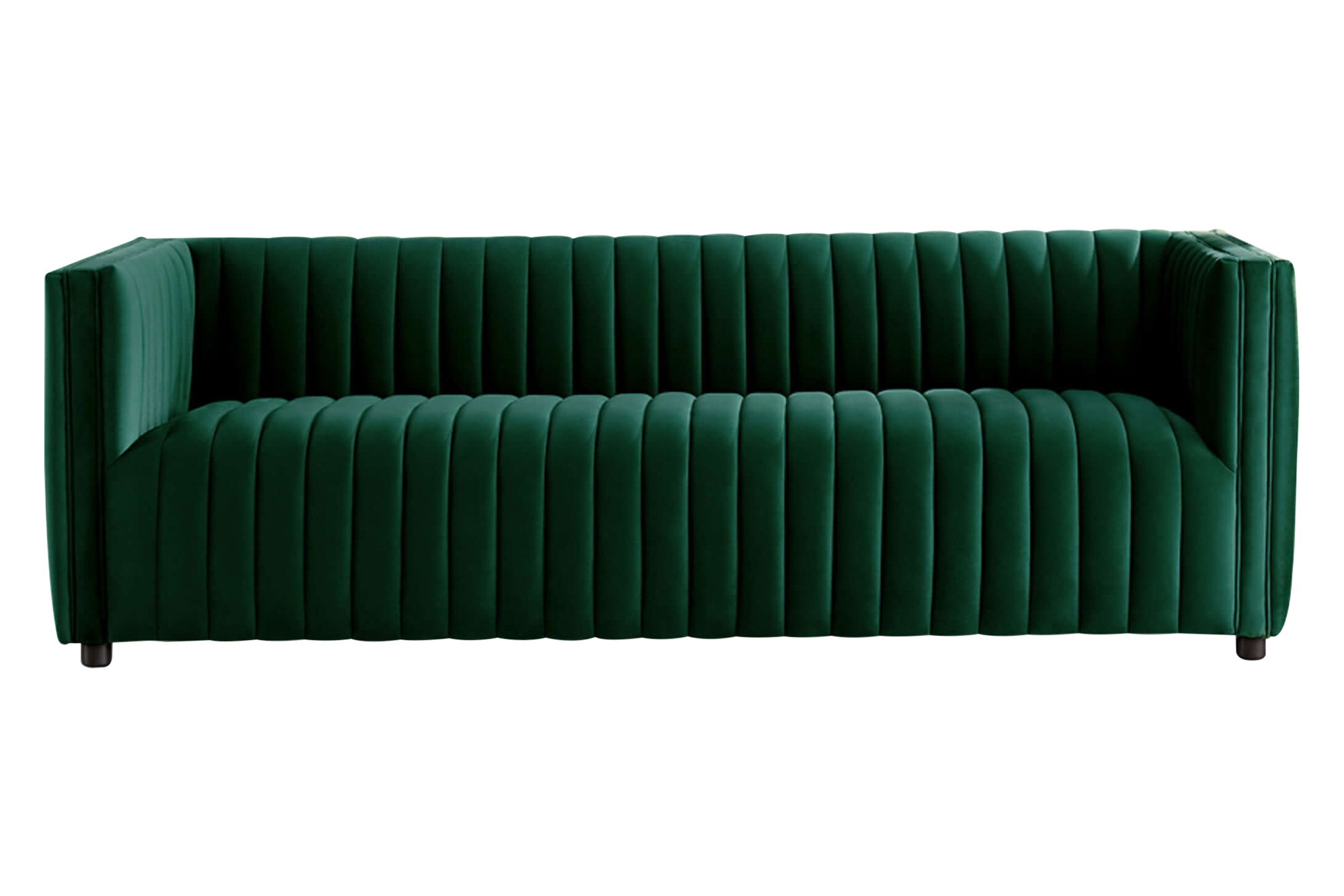 Ashcroft Dominic Channel Tufted Velvet Sofa - Green