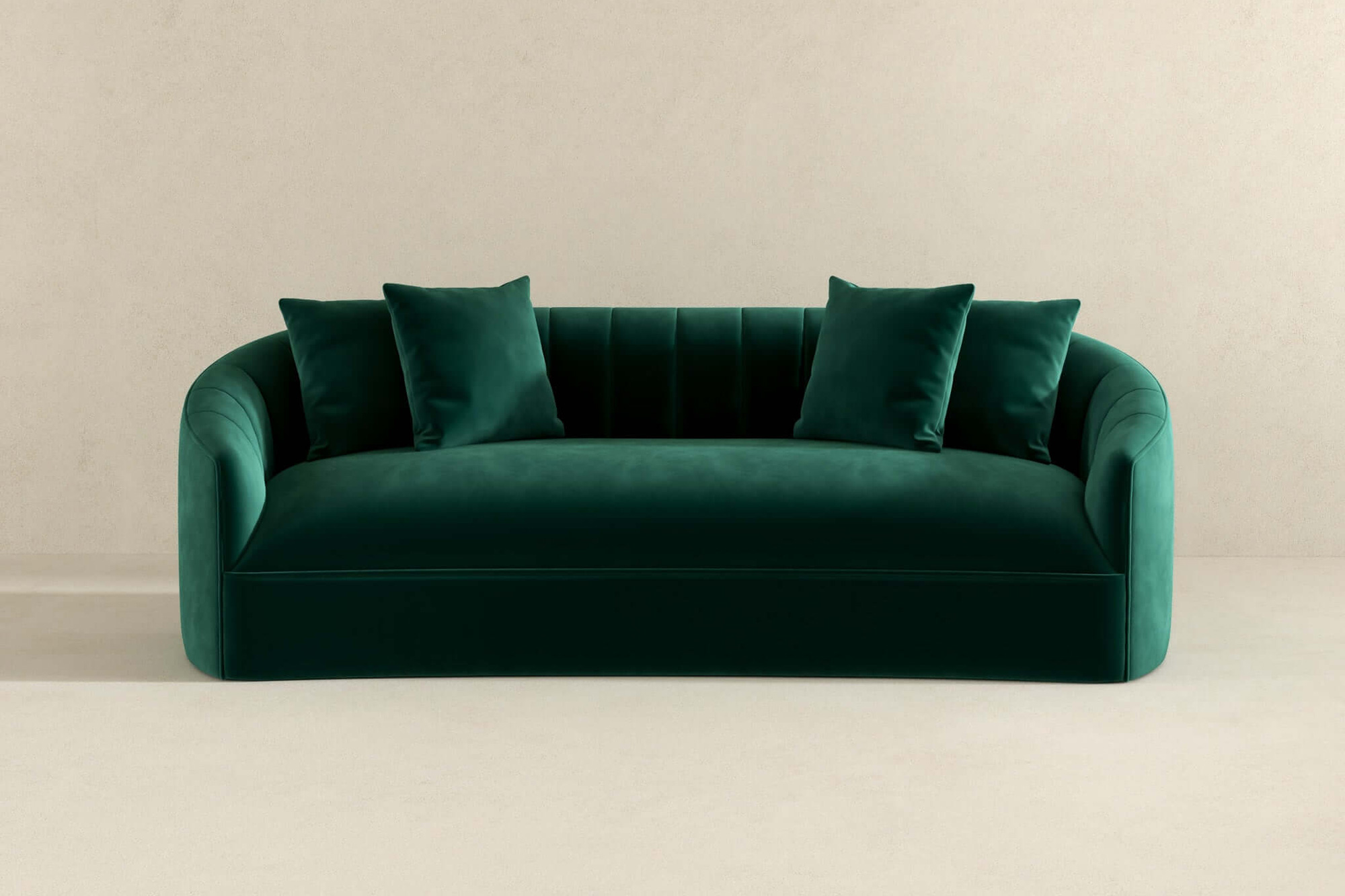 Ashcroft Kante Green Velvet Sofa - Green