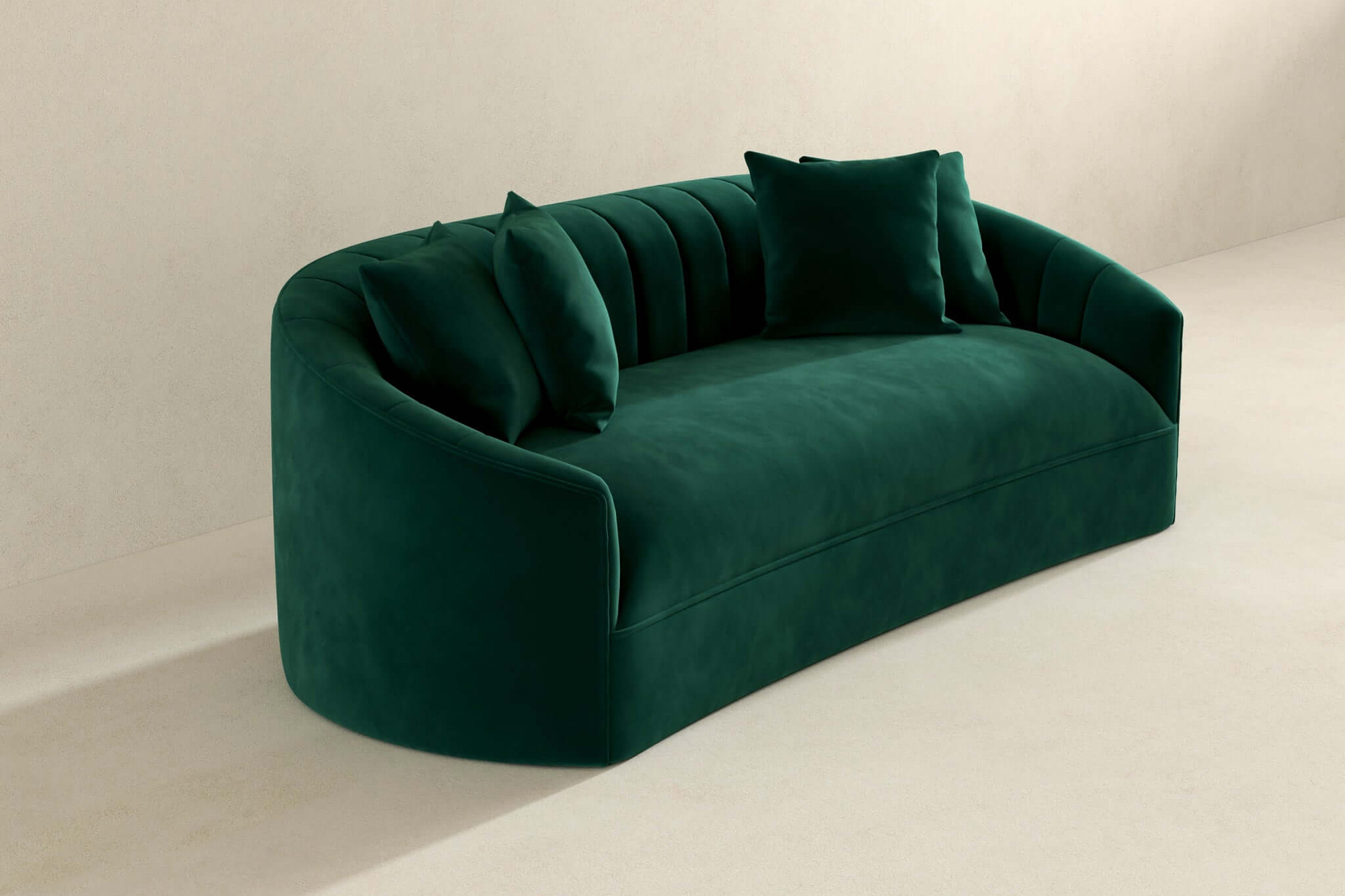 Ashcroft Kante Green Velvet Sofa - Green