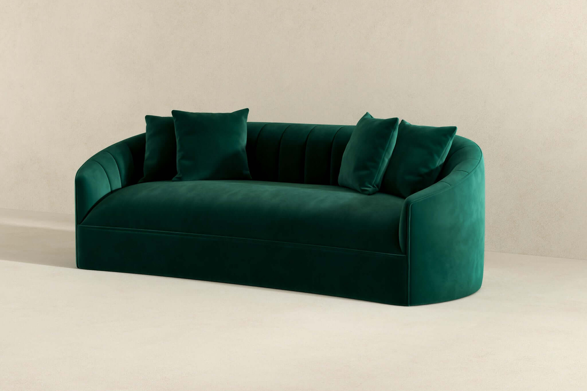 Ashcroft Kante Green Velvet Sofa - Green