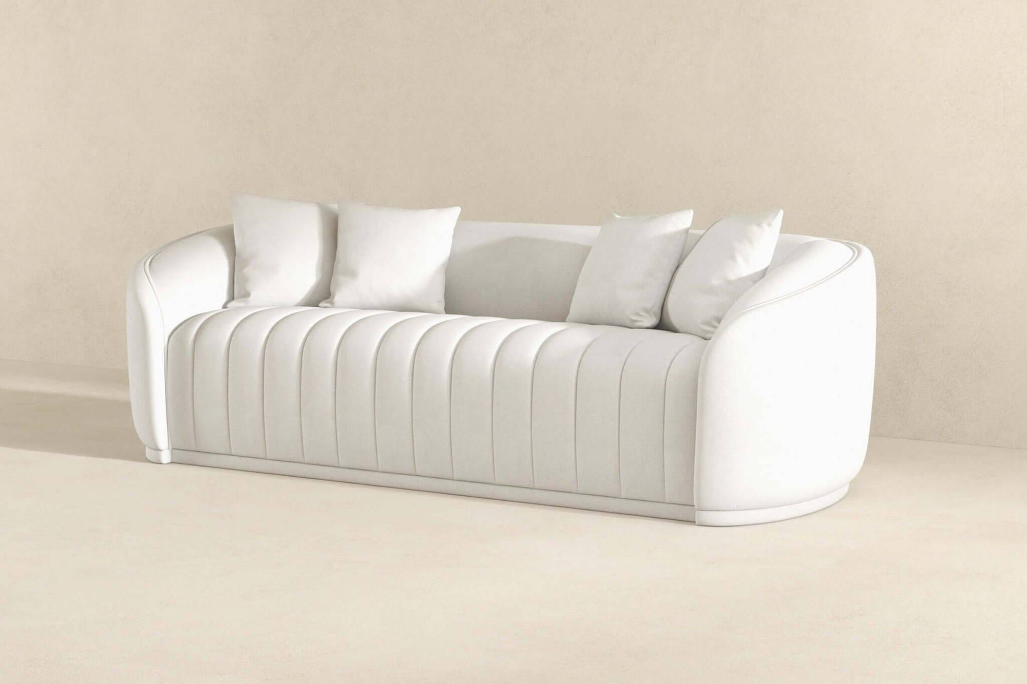 Ashcroft - Markus Mid-Century Modern Luxury Tight Back Boucle Couch in White