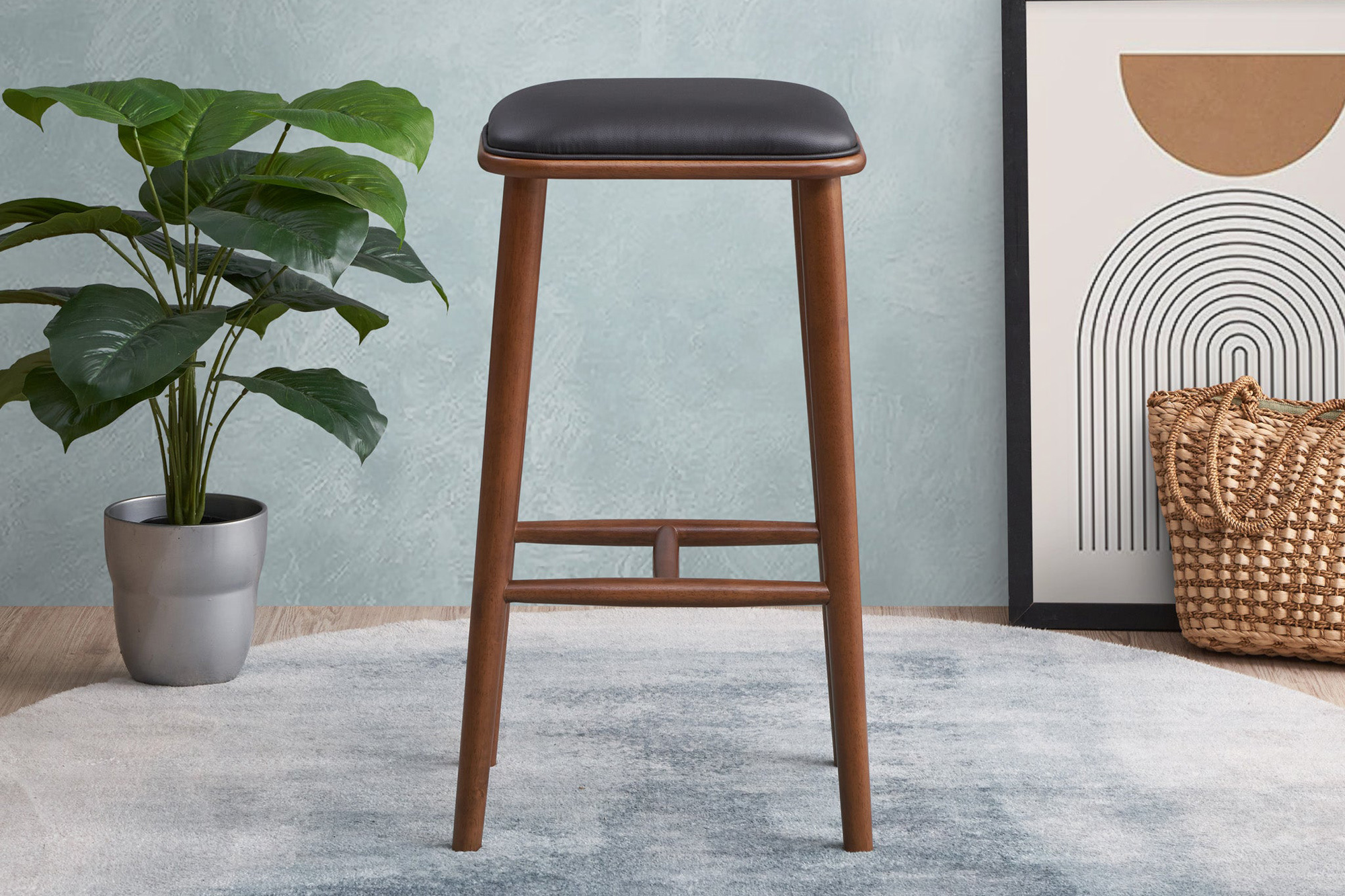 Ashcroft - Jason PU Leather Bar Stool