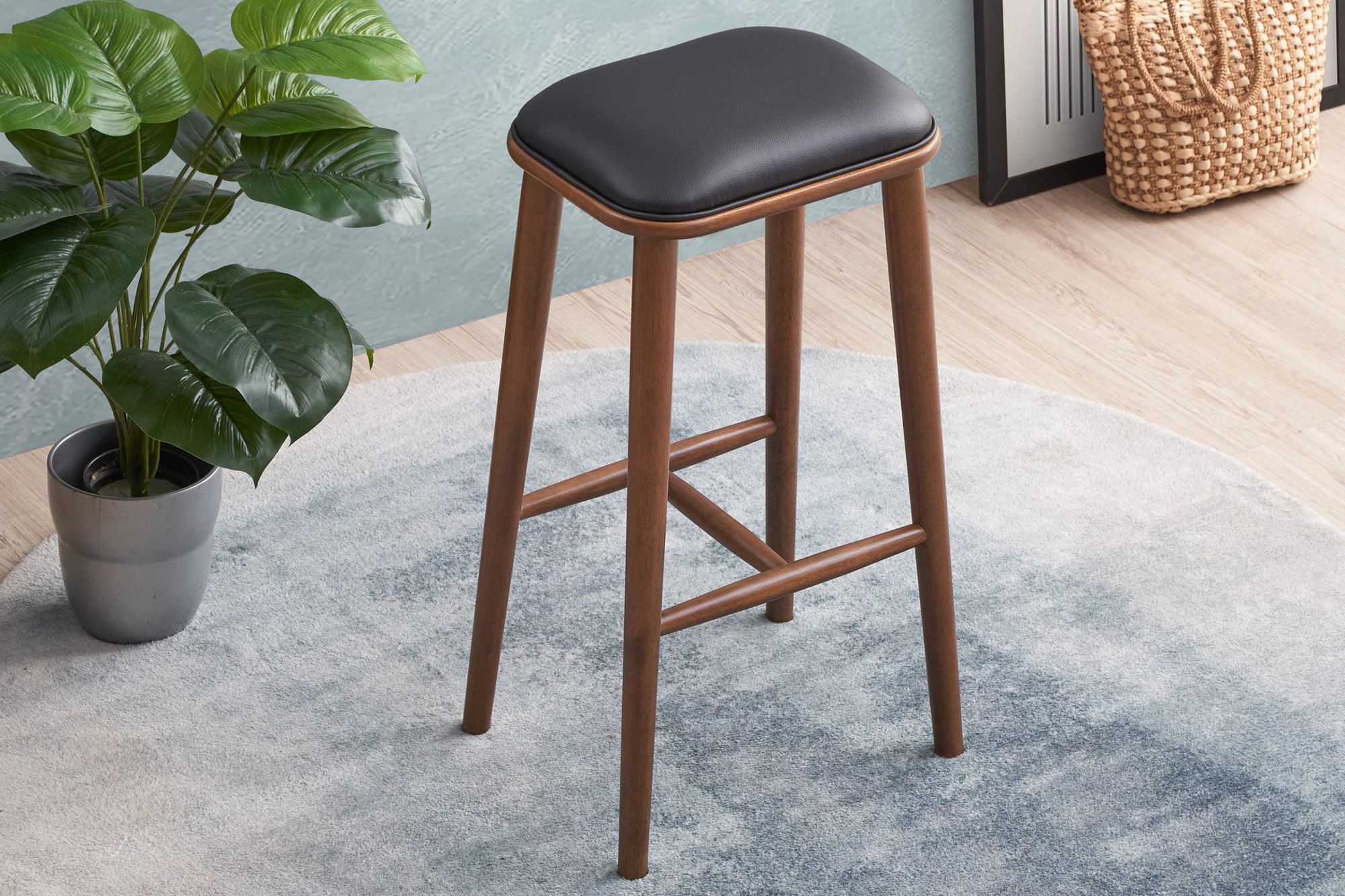 Ashcroft Jason PU Leather Bar Stool - Black