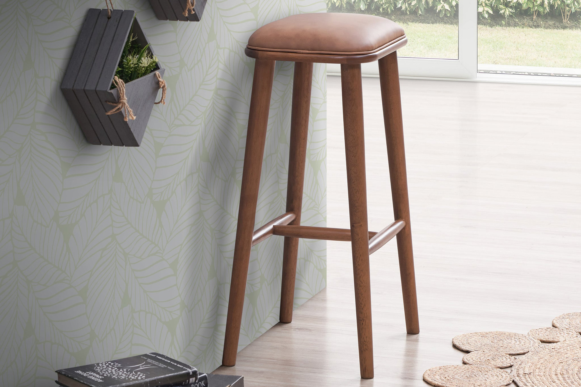 Ashcroft Jason PU Leather Bar Stool - Tan