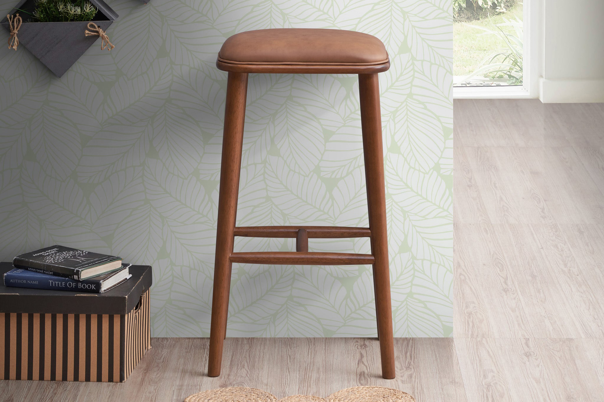 Ashcroft Jason PU Leather Bar Stool - Tan