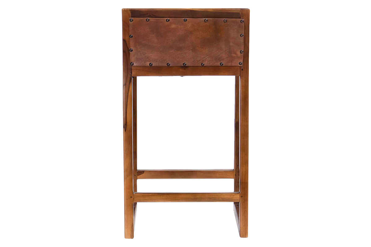 Ashcroft™ Gavin 25" Solid Wood Genuine Leather Counter Stool - Tan