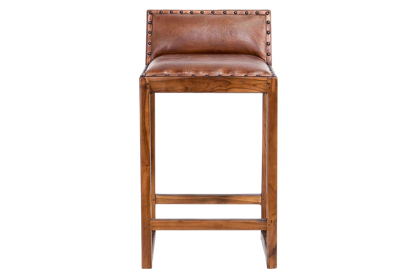 Ashcroft™ Gavin 25" Solid Wood Genuine Leather Counter Stool - Tan