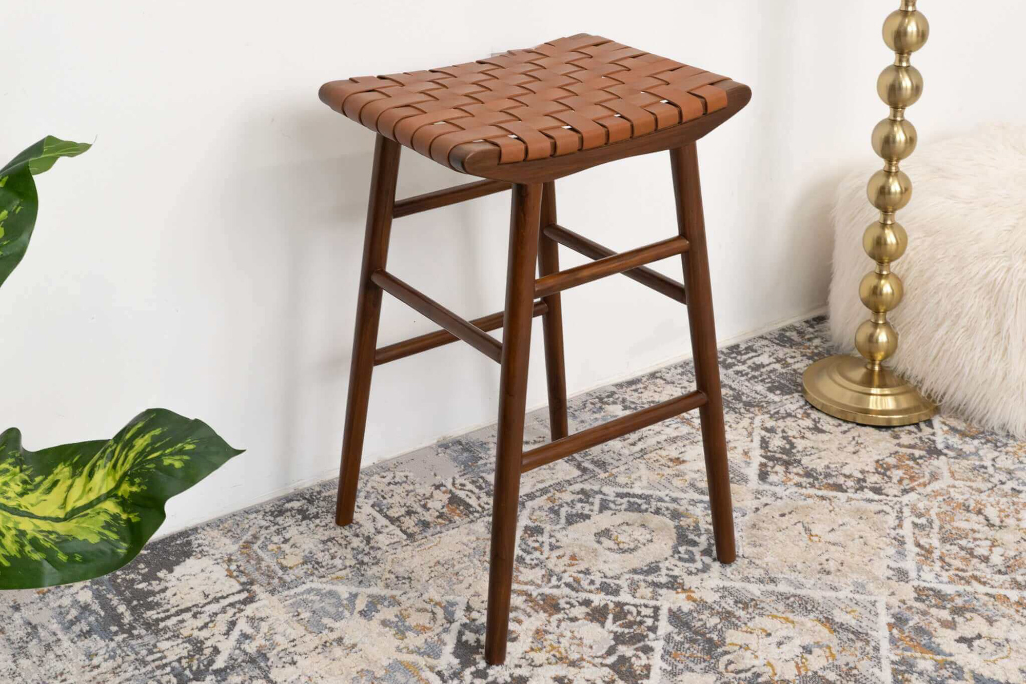 Ashcroft Maya 30" Genuine Leather Stool - Tan