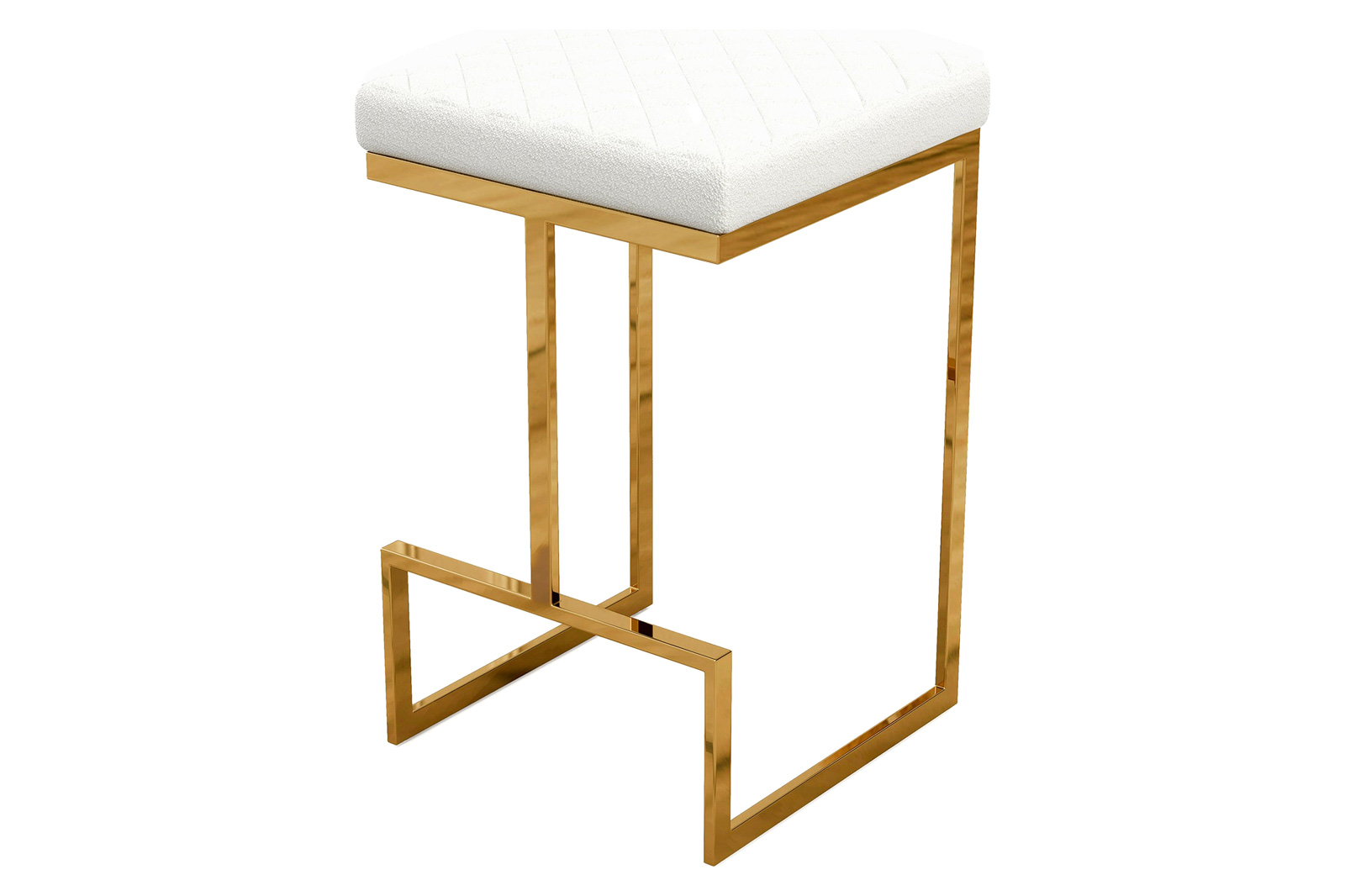 Ashcroft Joel Mid-Century Modern Luxury Upholstered Stool - White