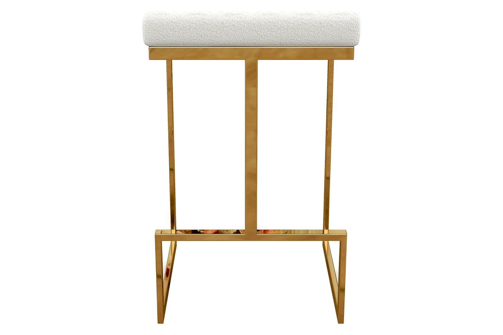 Ashcroft Joel Mid-Century Modern Luxury Upholstered Stool - White