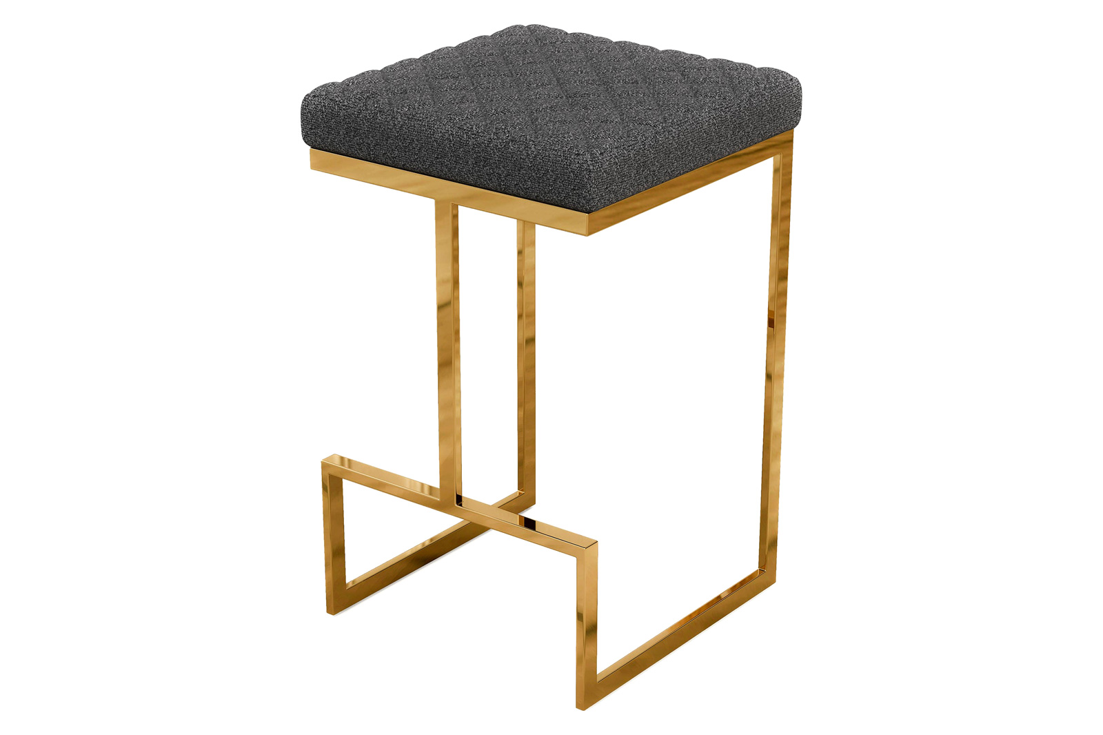 Ashcroft Joel Mid-Century Modern Luxury Upholstered Stool - Gray