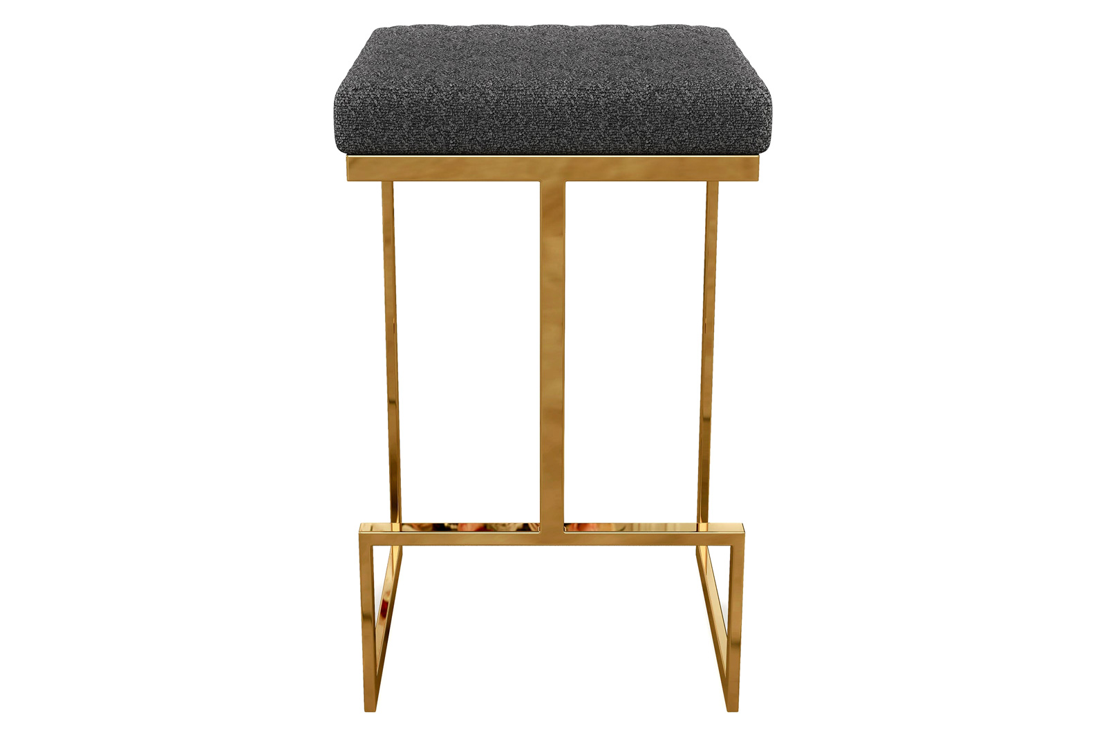 Ashcroft Joel Mid-Century Modern Luxury Upholstered Stool - Gray