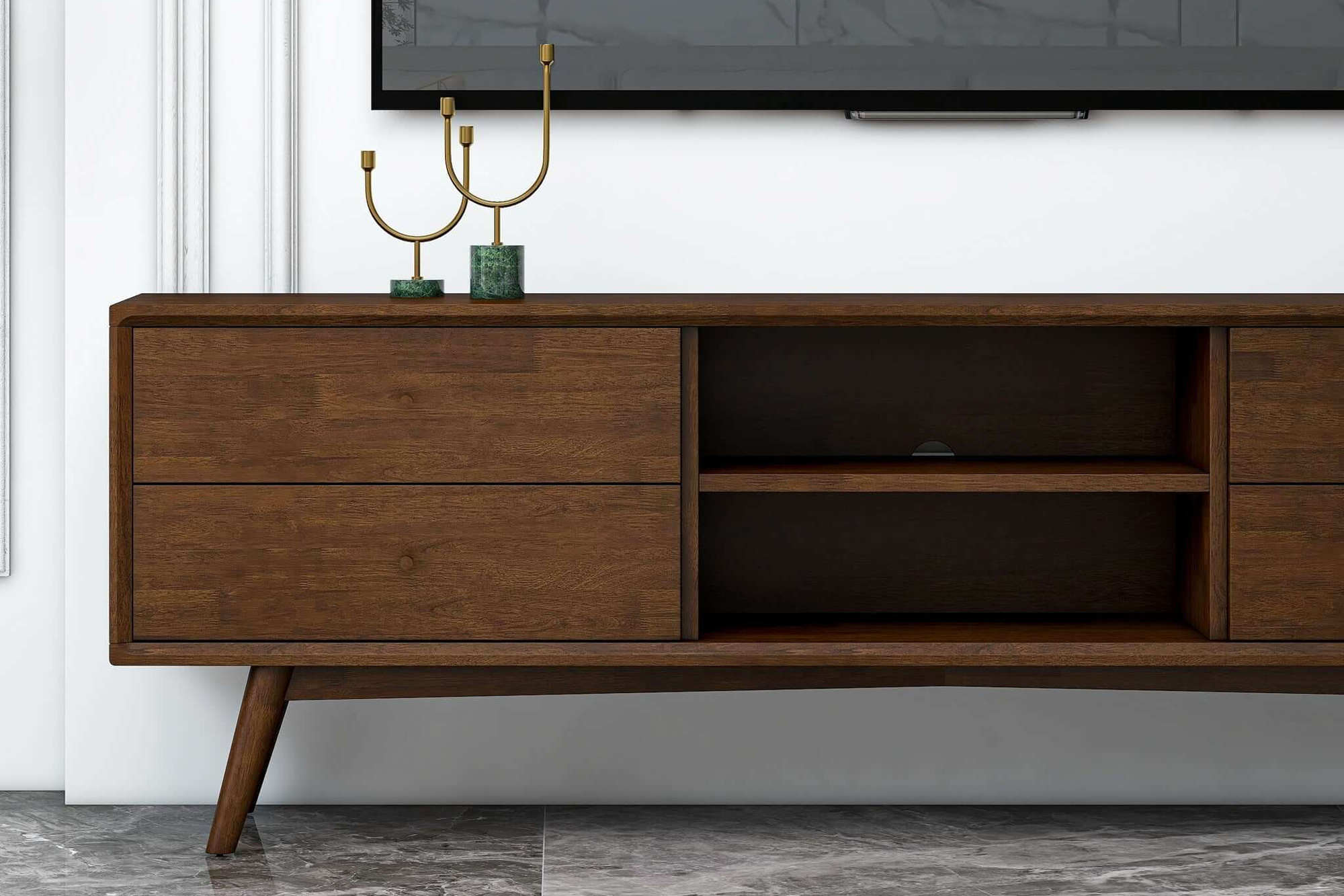 Ashcroft Caroline Mid-Century Modern TV Stand Up To 72" - Walnut