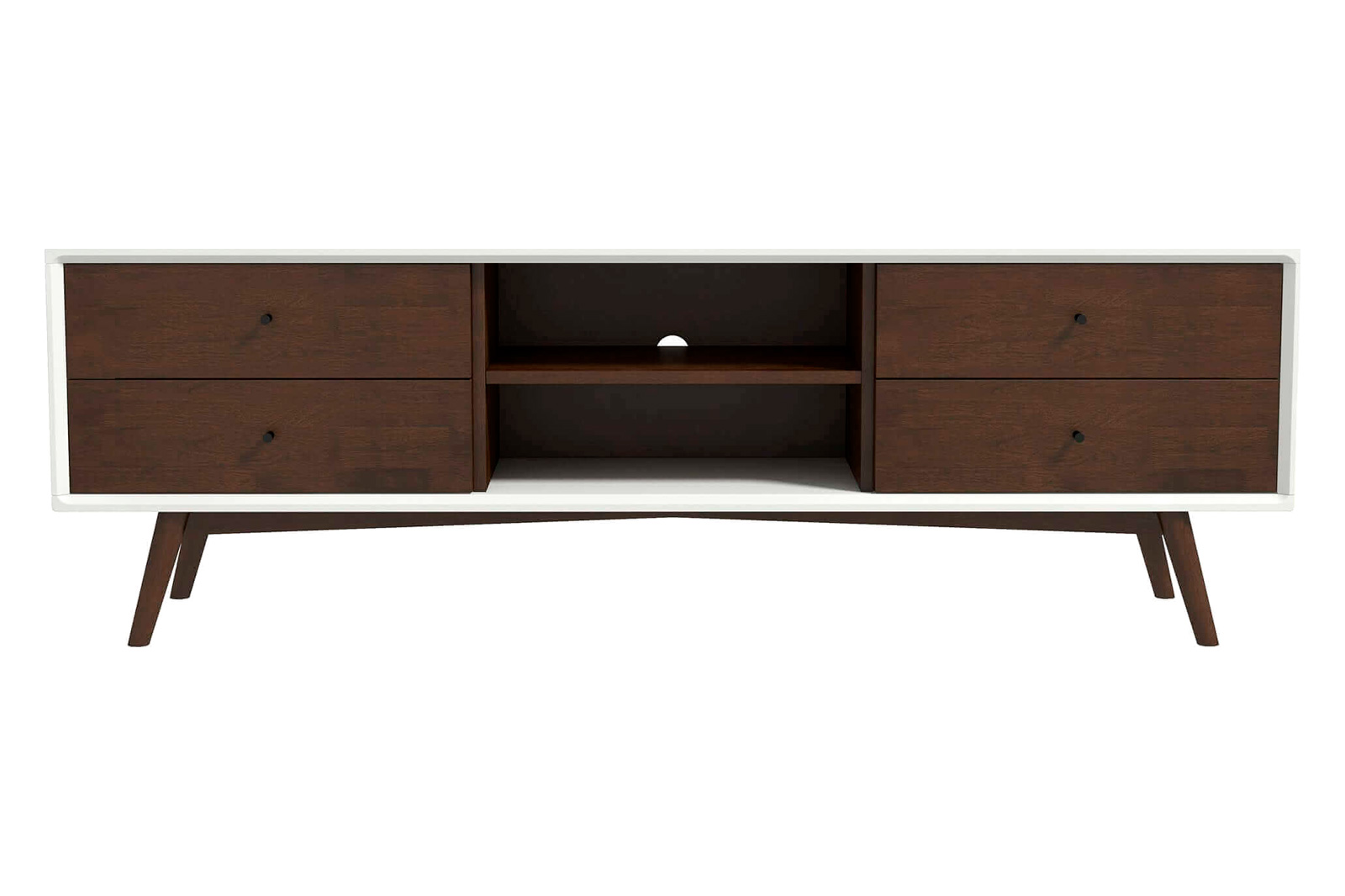 Ashcroft Caroline Mid-Century Modern TV Stand Up To 72" - Walnut/White