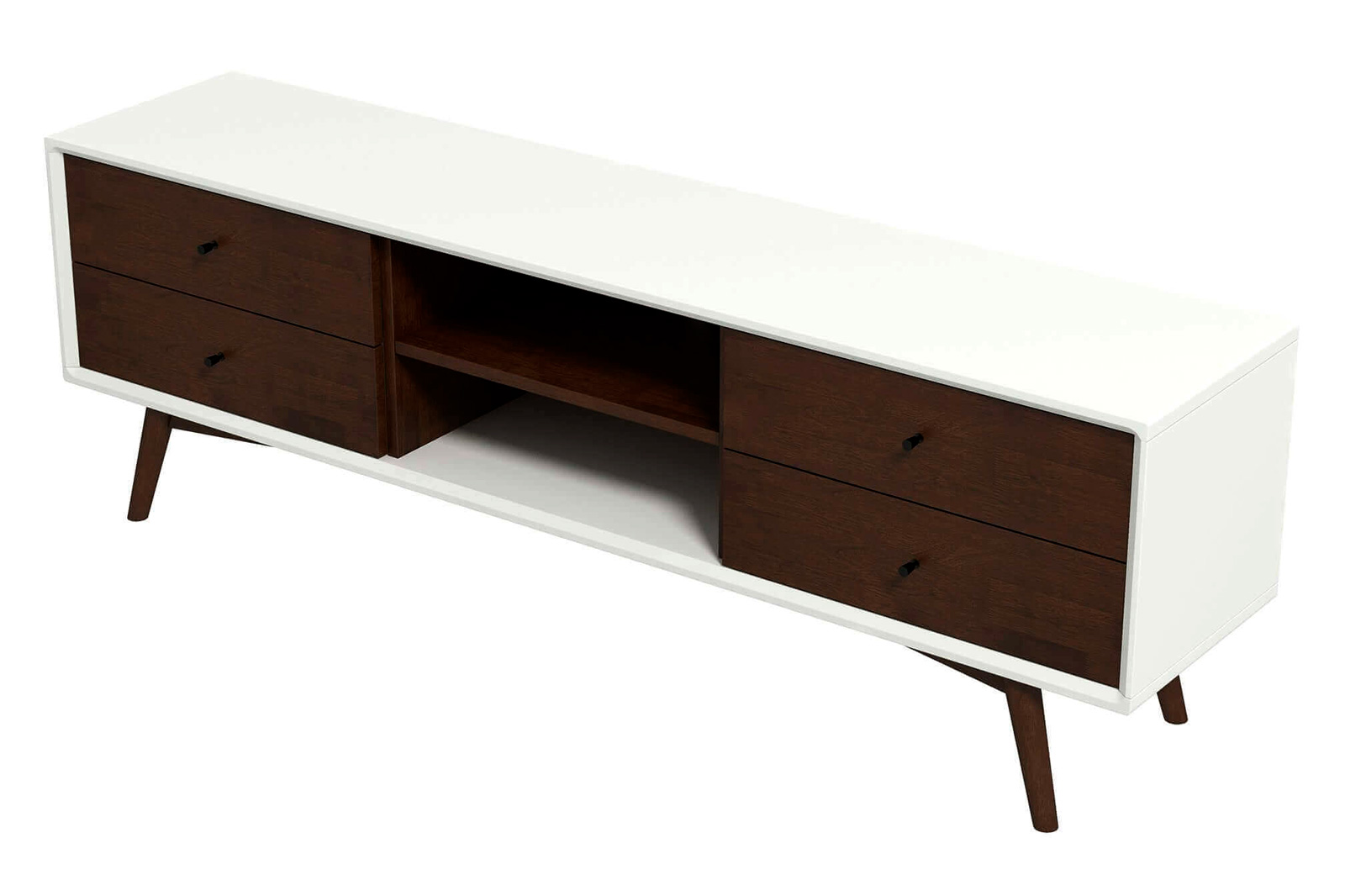 Ashcroft Caroline Mid-Century Modern TV Stand Up To 72" - Walnut/White