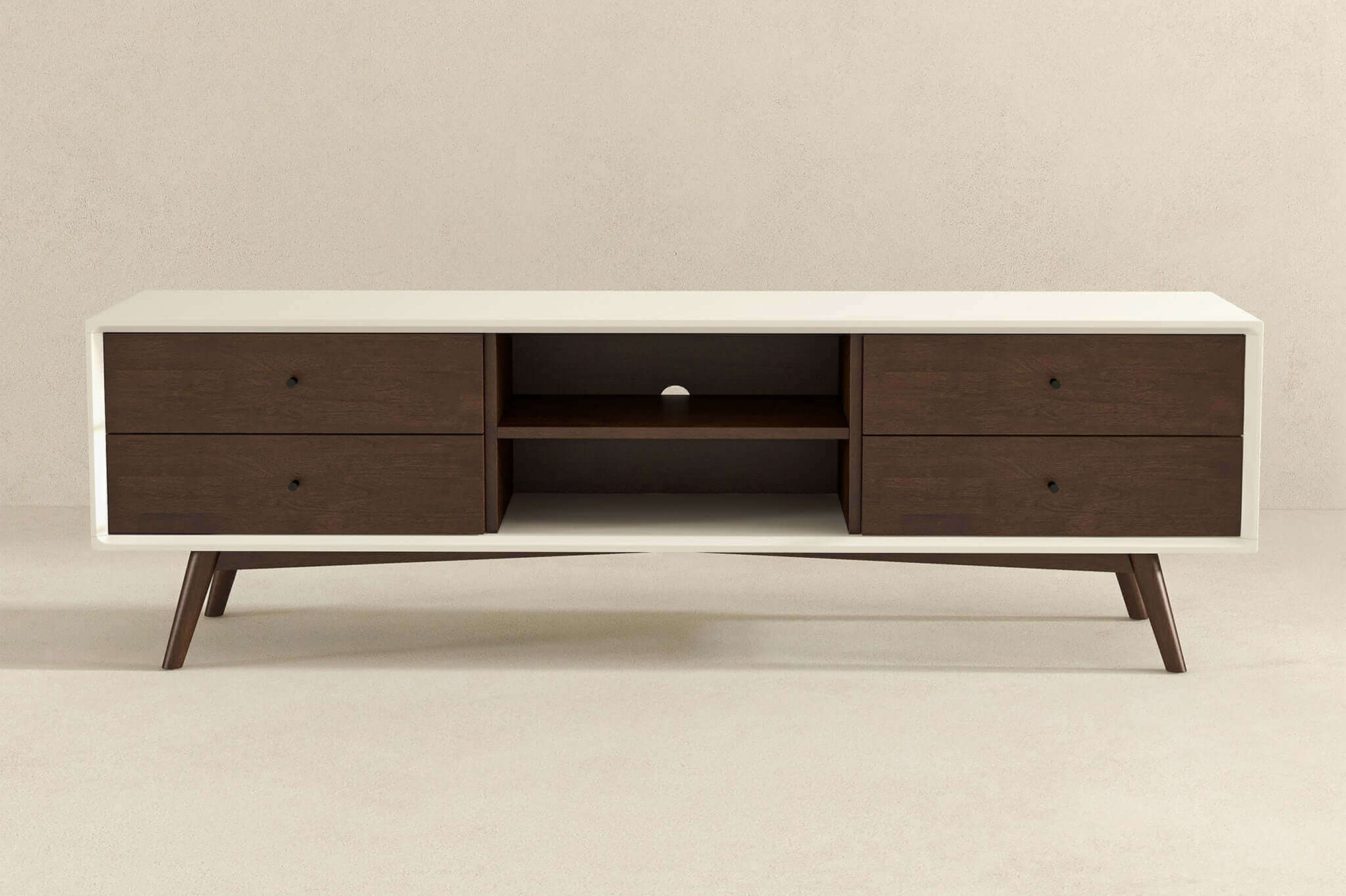 Ashcroft Caroline Mid-Century Modern TV Stand Up To 72" - Walnut/White