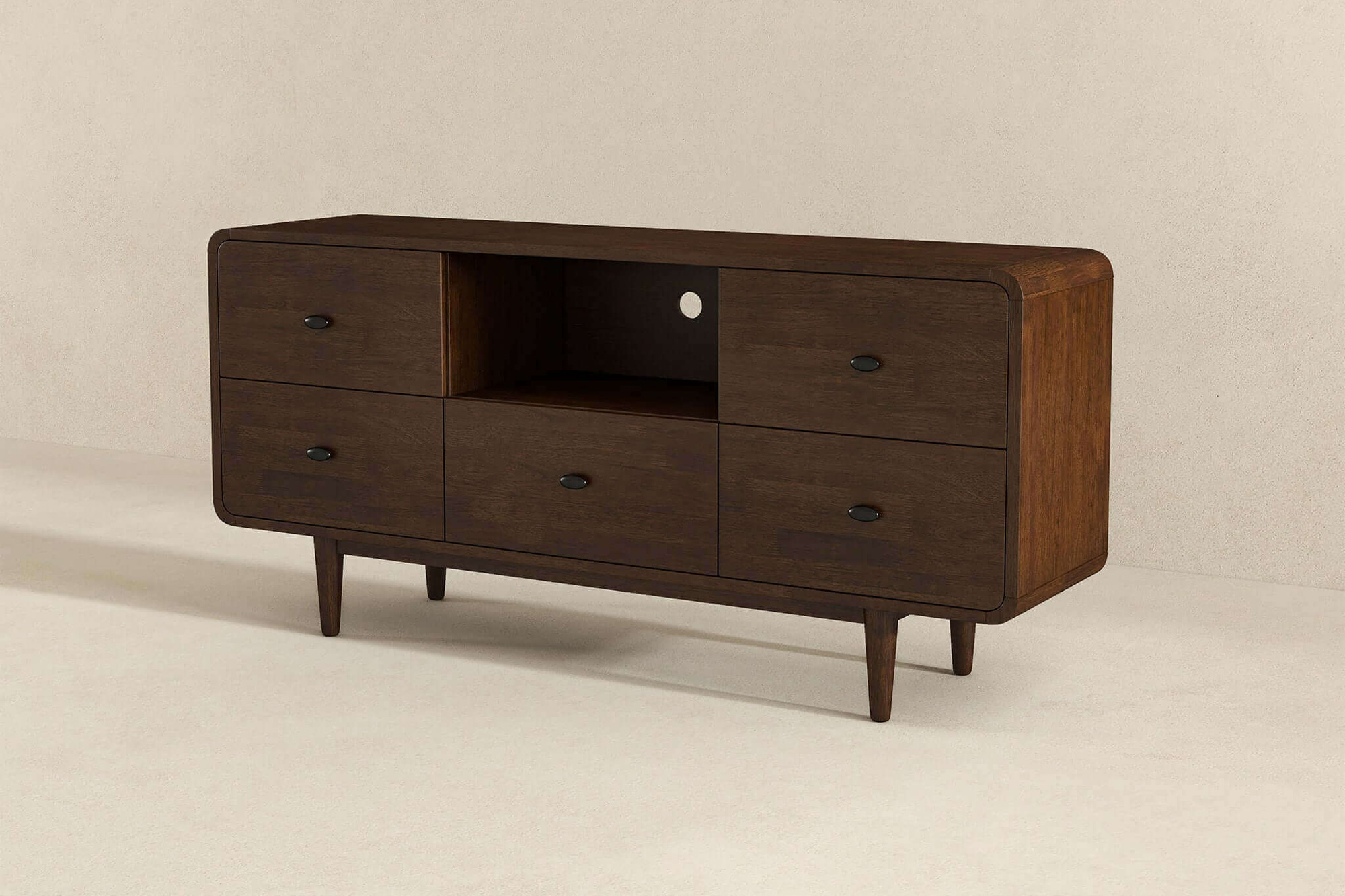 Ashcroft Alexa Mid-Century Modern Style TV Stand - Brown, 59"