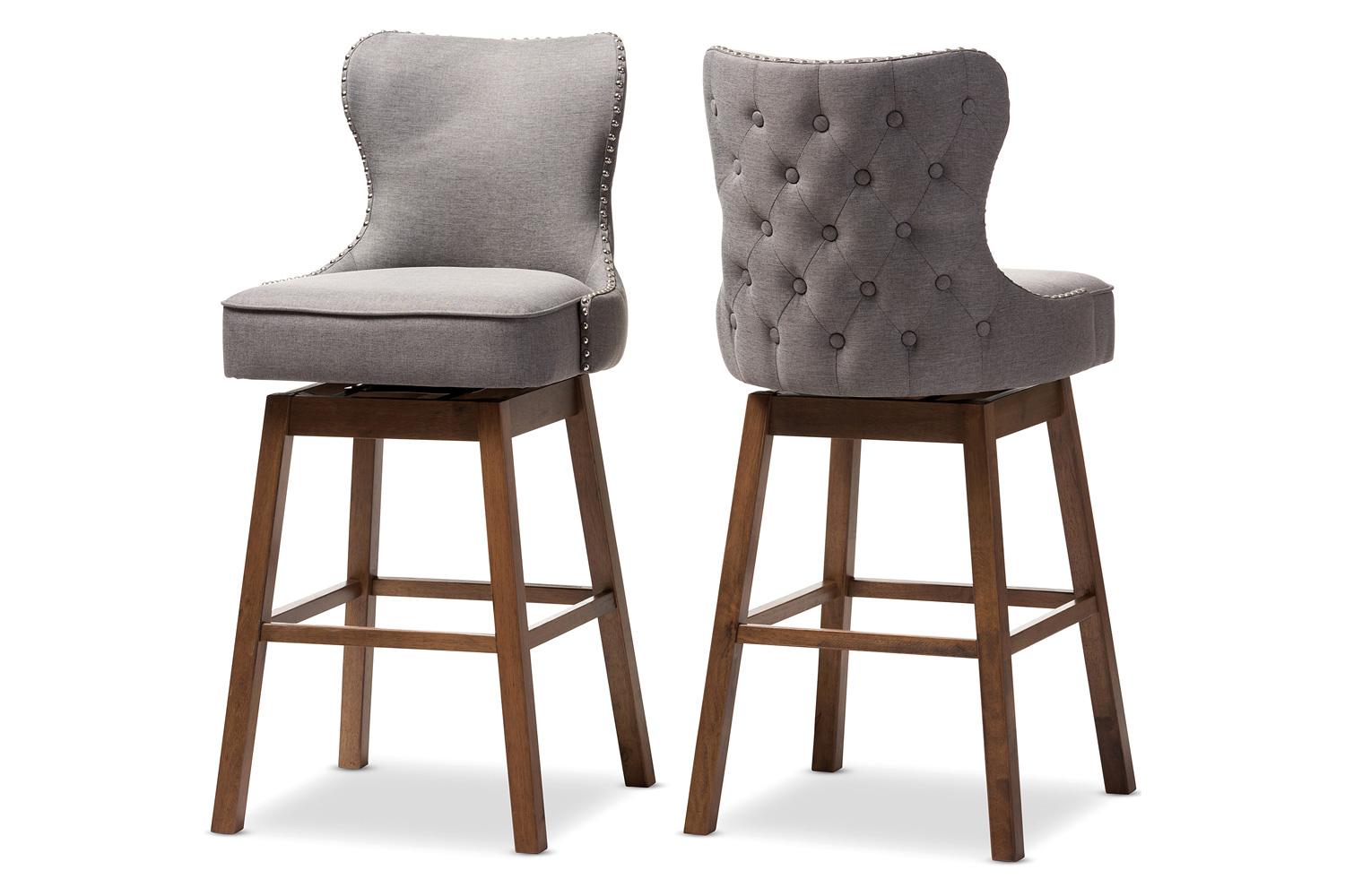 Baxton - Gradisca Modern 2-Piece Swivel Barstool Set