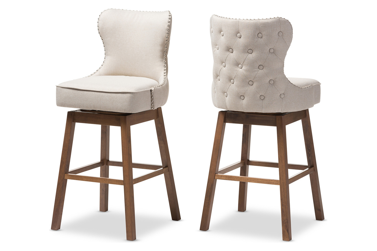 Baxton - Gradisca Modern 2-Piece Swivel Barstool Set