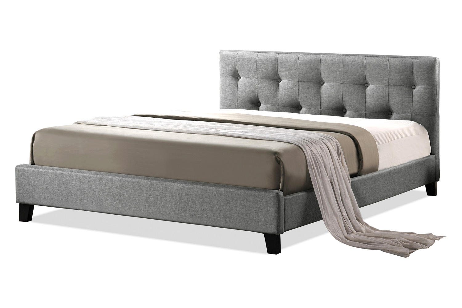 Baxton - Annette Modern Full Size Bed with Upholstered Headboard