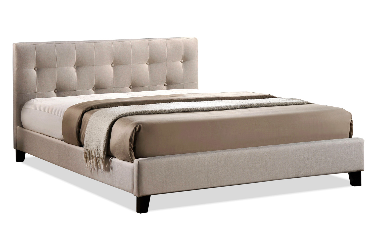 Baxton - Annette Modern Full Size Bed with Upholstered Headboard