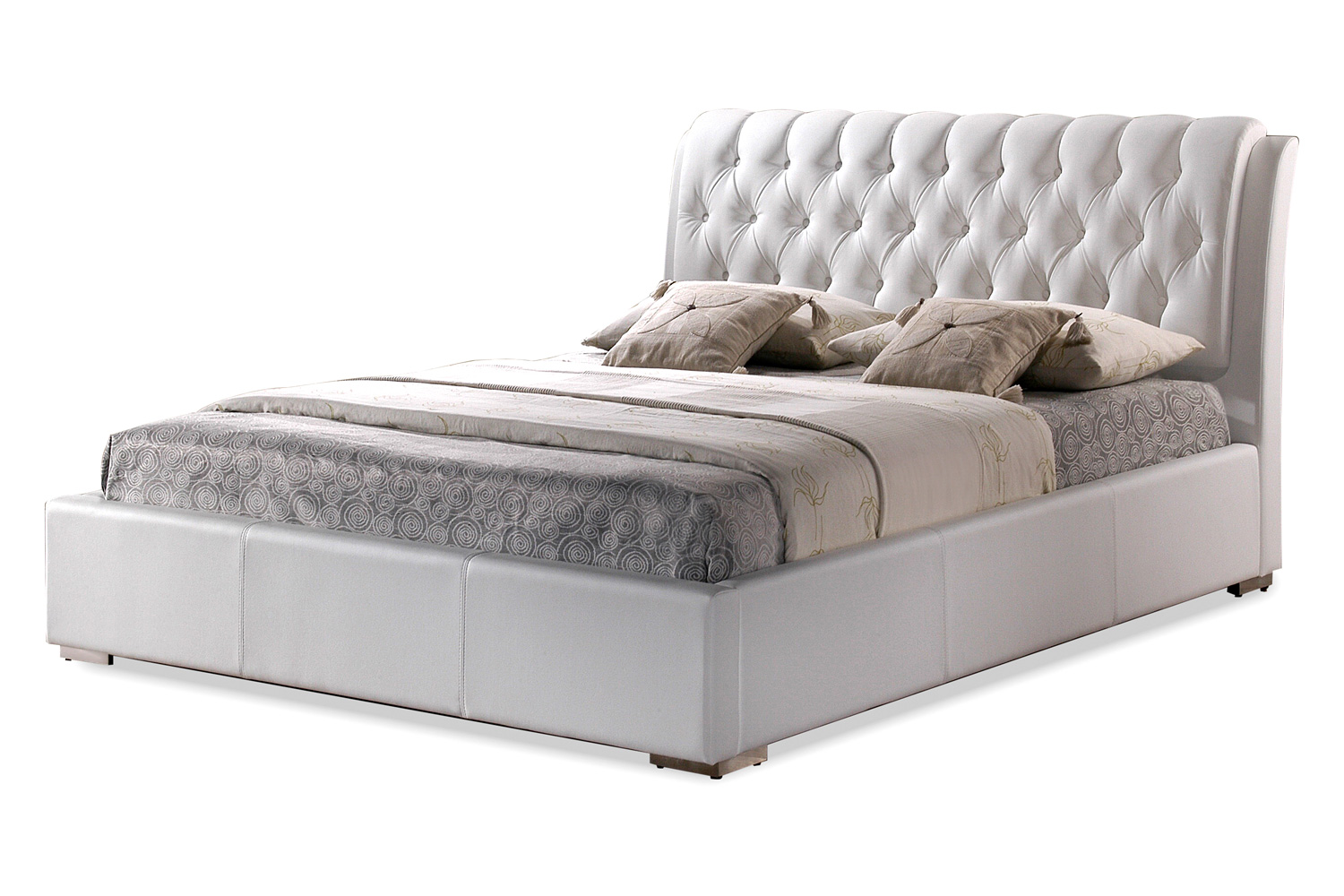 Baxton - Bianca Modern Queen Size Bed with Tufted Headboard