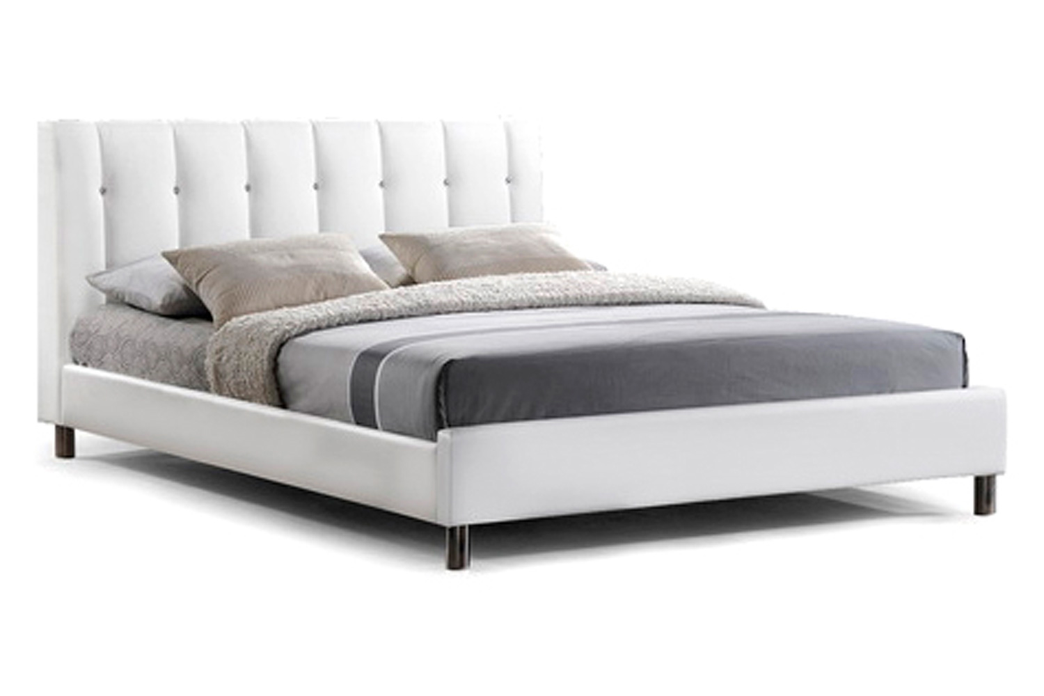 Baxton - Vino Modern Bed with Upholstered Headboard