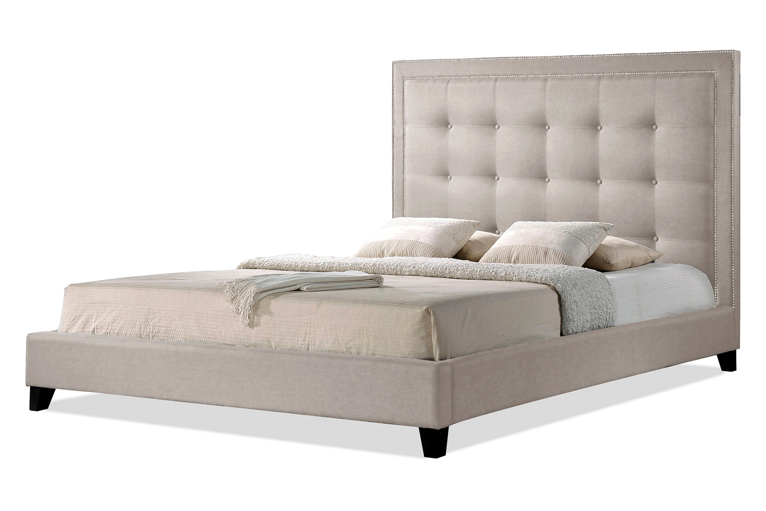 Baxton - Hirst Platform Bed- Gray