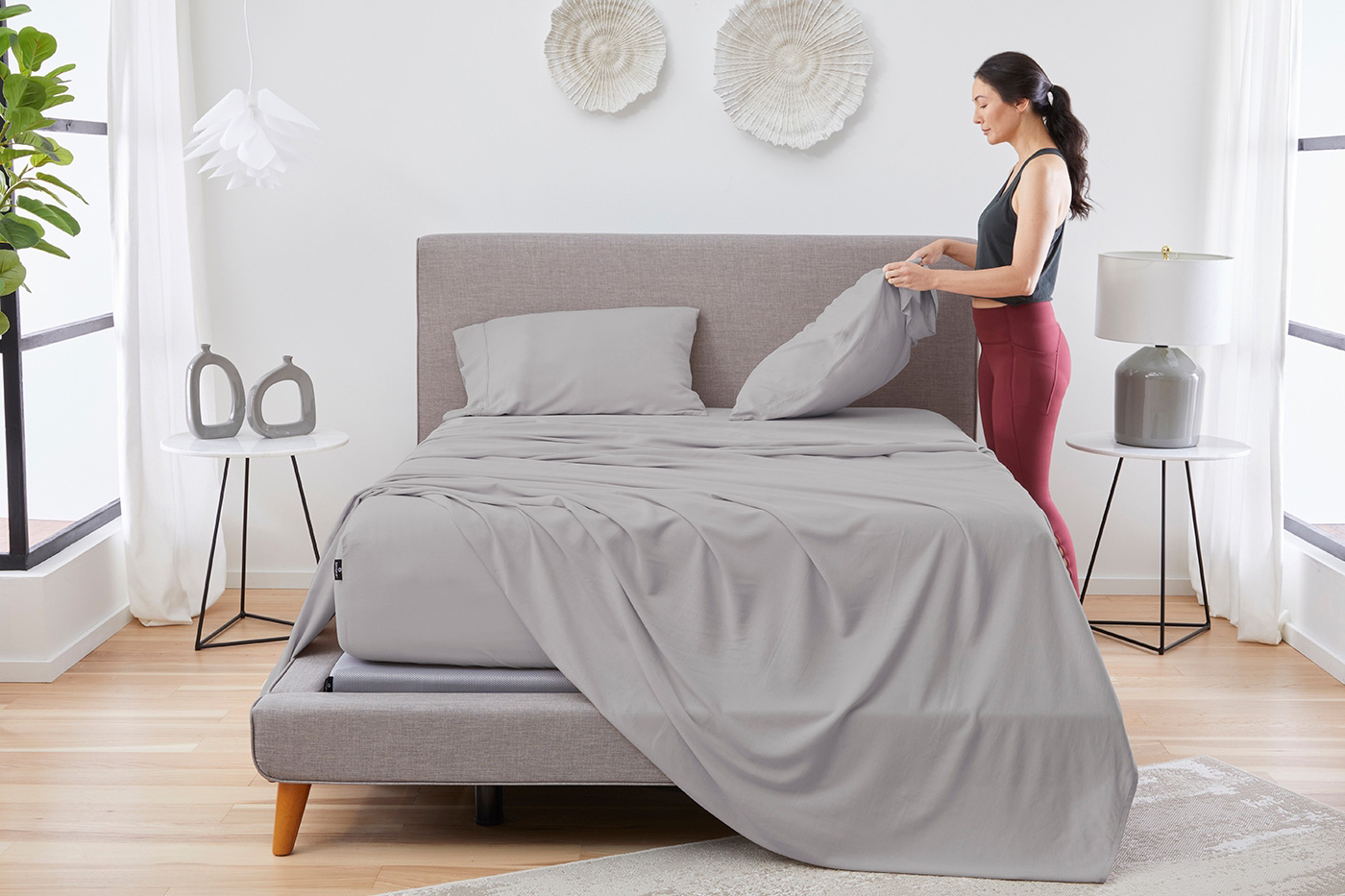 Bedgear Hyper-Linen Sheet Set - Light Gray, Queen Size