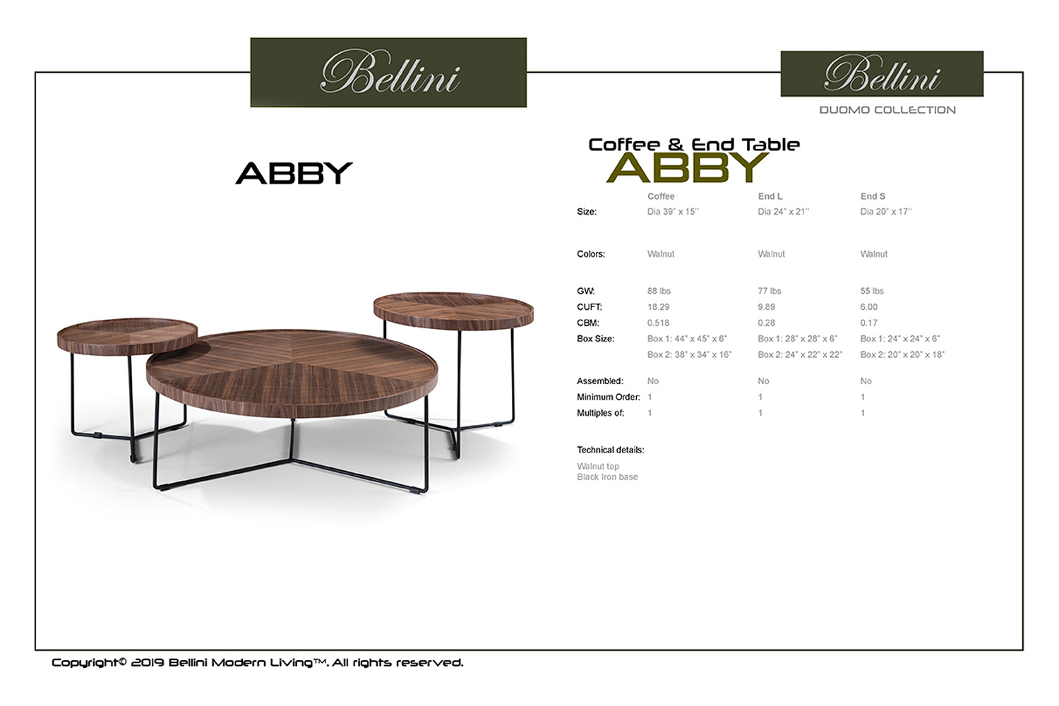 Bellini Abby Coffee Table - Walnut