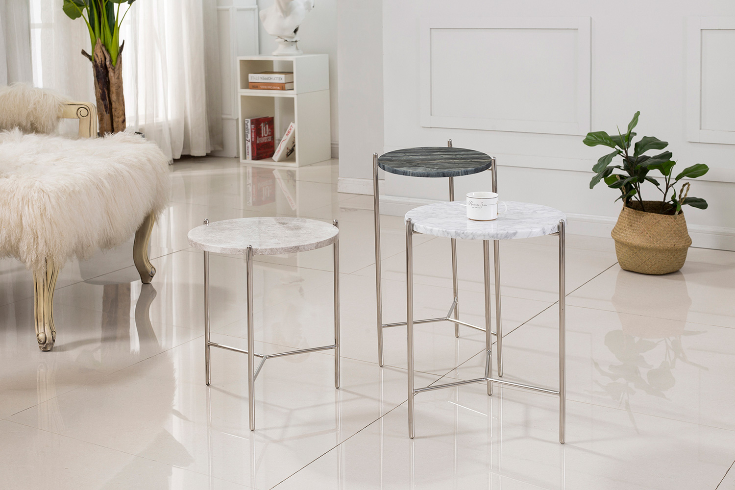 Bellini™ Bolt End Table - White, 18"