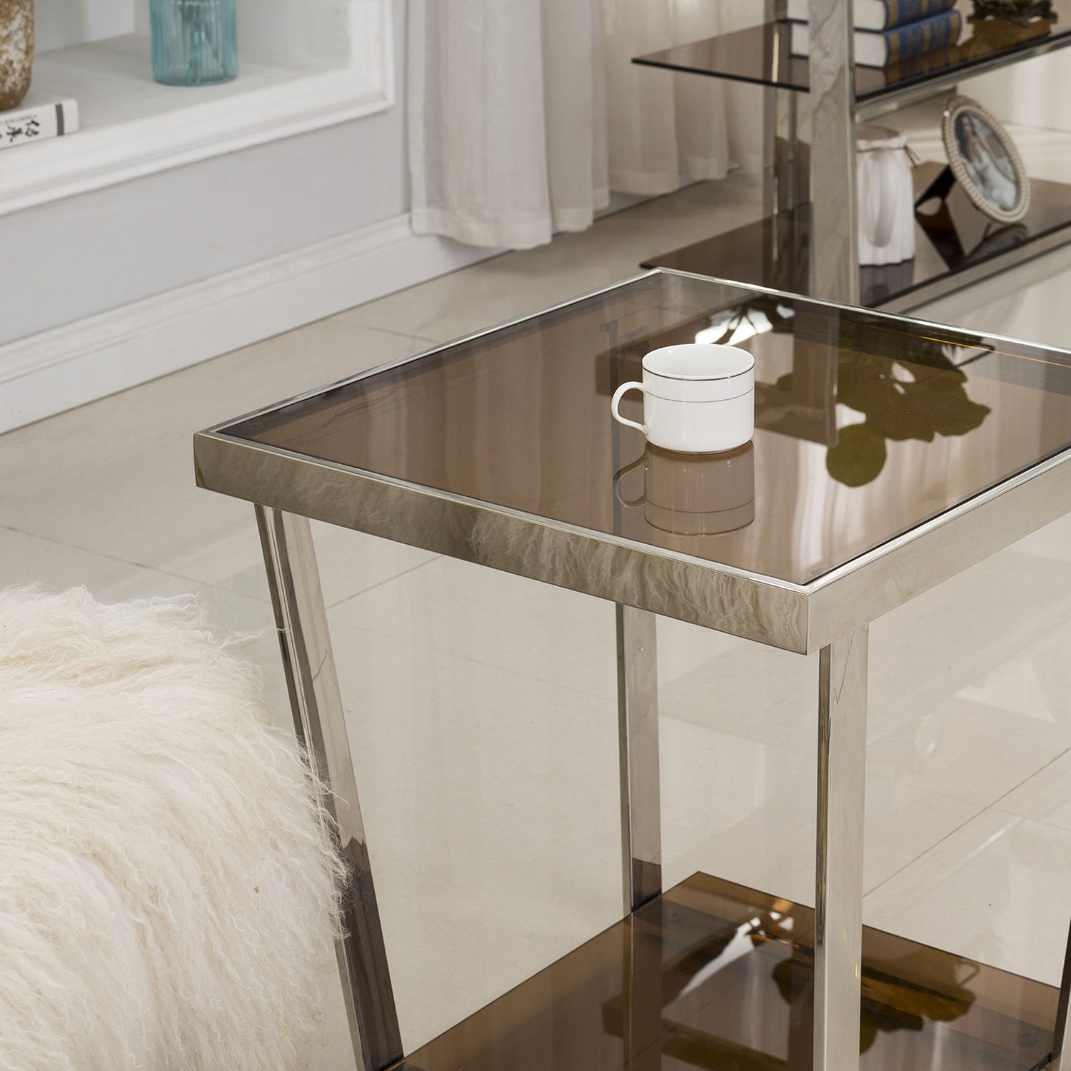 Bellini - Carraway End Table in Brownish Gold/Silver