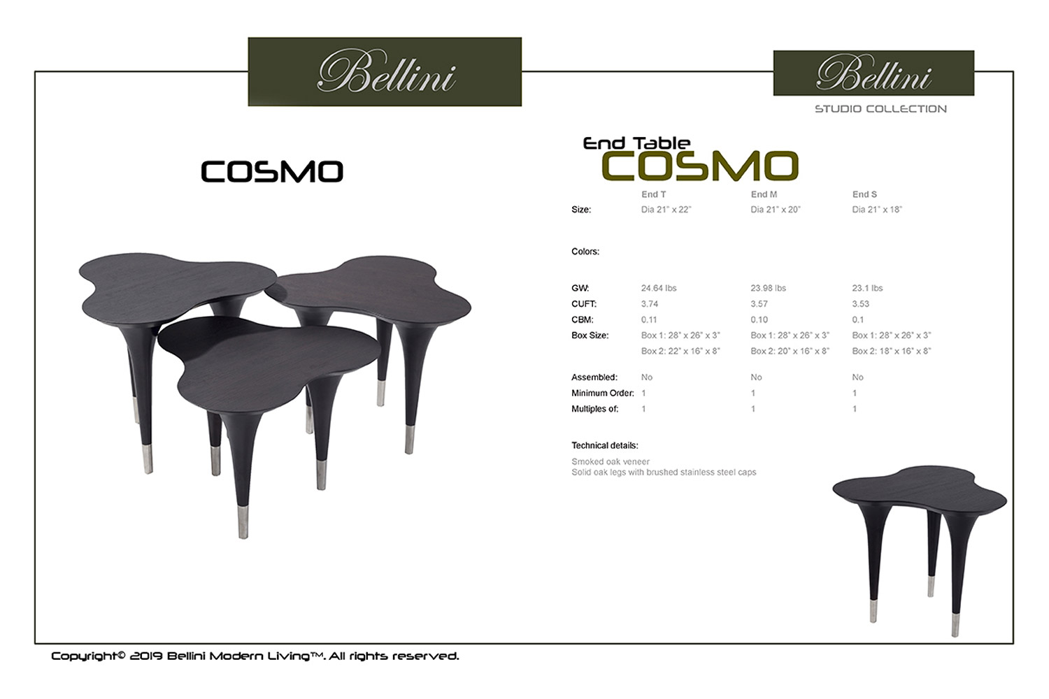 Bellini Cosmo End Table - Black, Medium