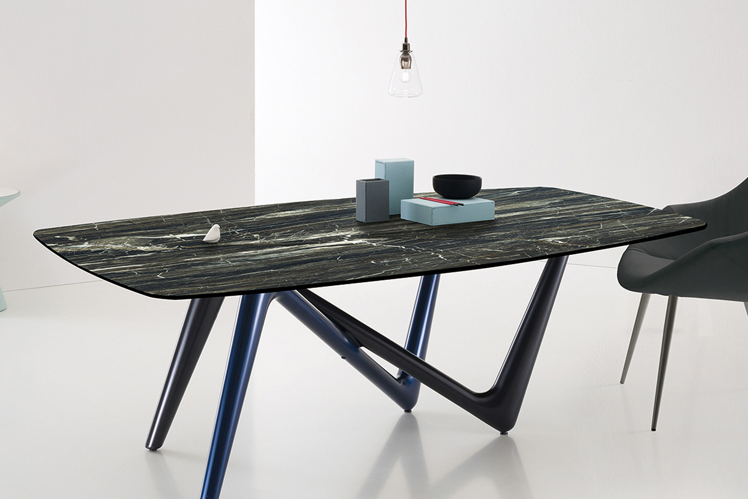 Bellini Esse Dining Table - Gray/Blue/Brazilian Green