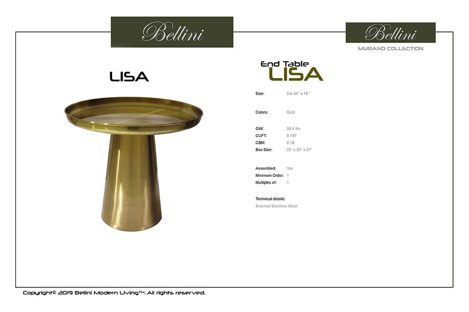 Bellini - Lisa End Table