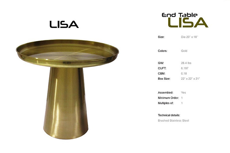 Bellini Lisa End Table - Matt Gold