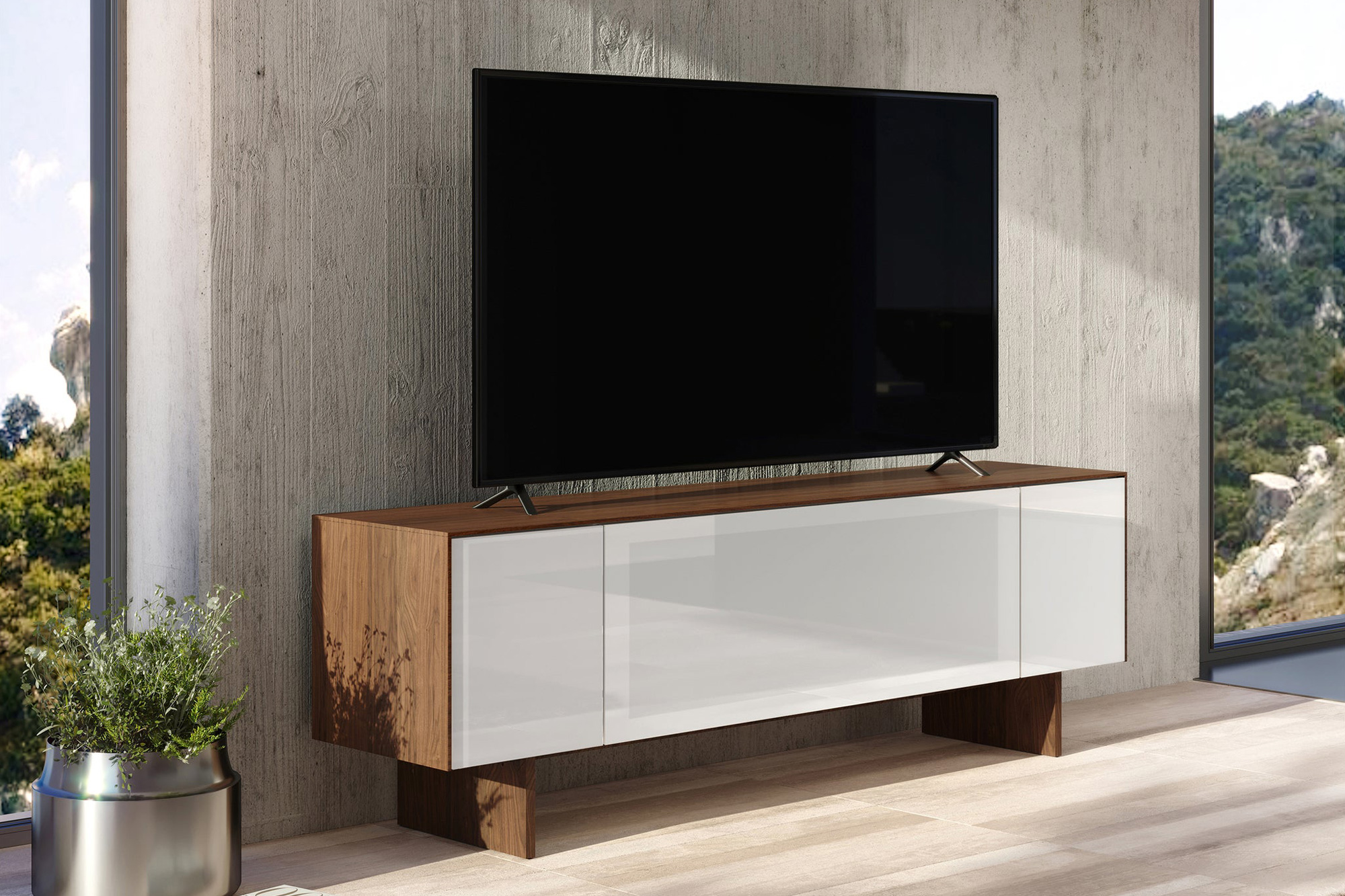 Bellini Monza TV Stand - Walnut/White