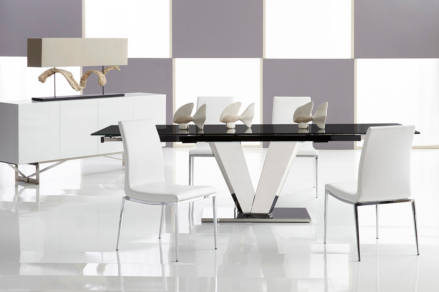 Bellini - Otello Dining Table Base Only in Silver