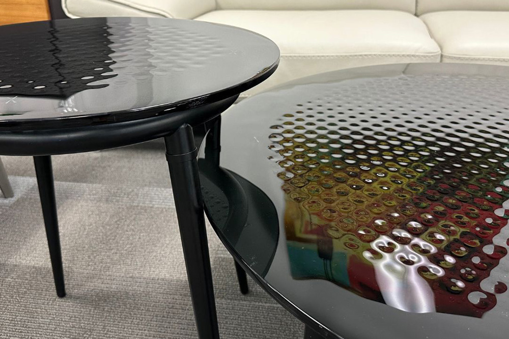 Bellini Perry End Table with 12mm Art Tempered Glass - Tall