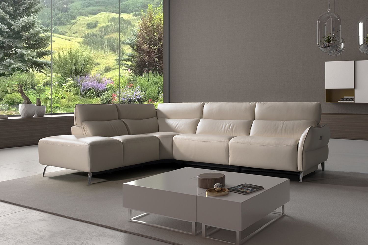 Bellini Rimini Sectional - Beige, Left Hand Facing